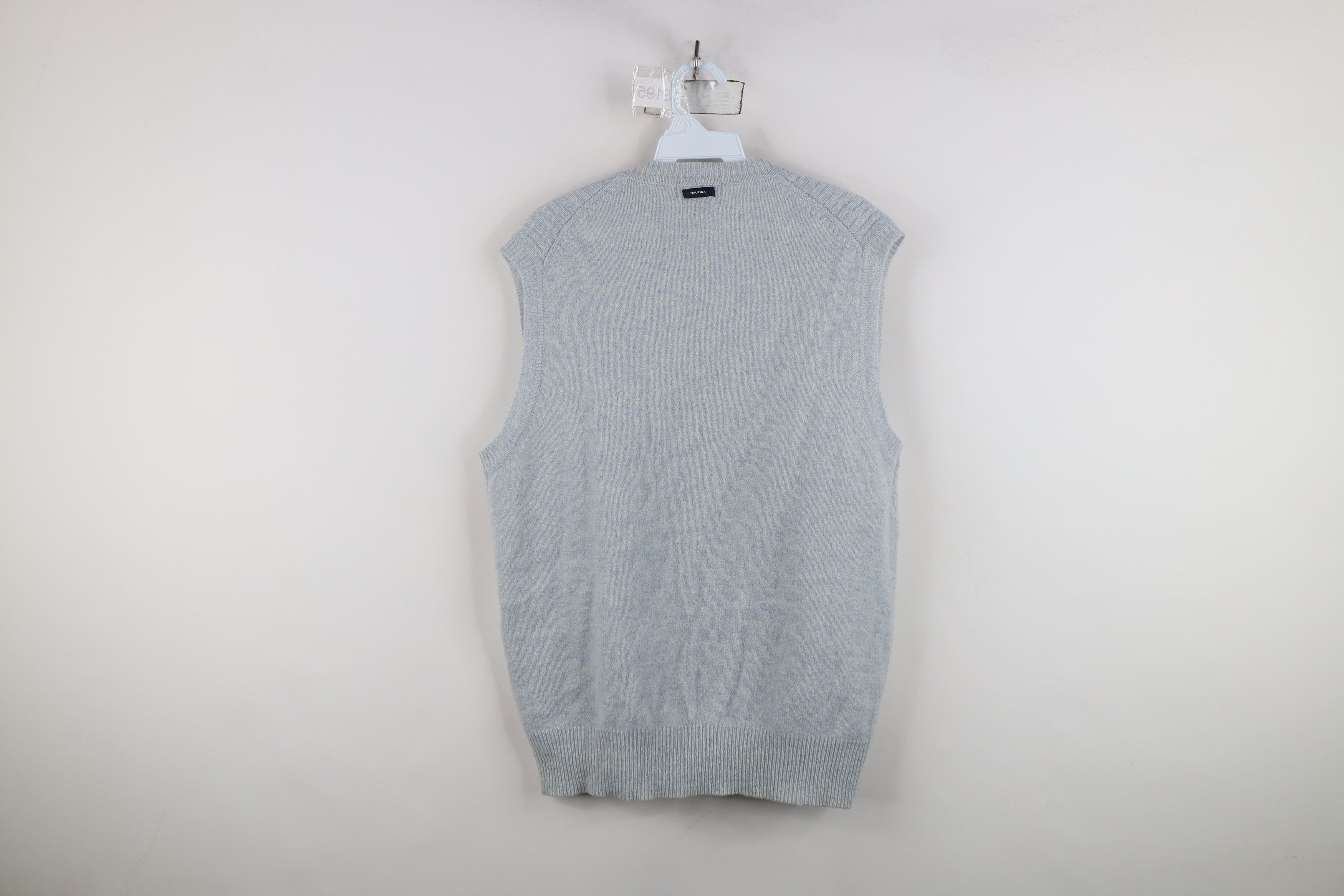 Nautica Vintage 90s Nautica Wool Knit V-Neck Sweater Vest Light Blue Size US L / EU 52-54 / 3 - 9 Thumbnail