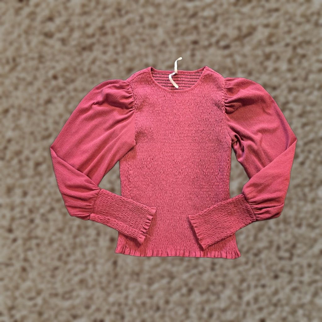 Anthropologie Anthropologie Blouse Womens Size M Pink Smocked Balloon Sleeve Knit Lightweight Boho Casual Shirt Womens Size M / US 6-8 / IT 42-44 - 1 Thumbnail