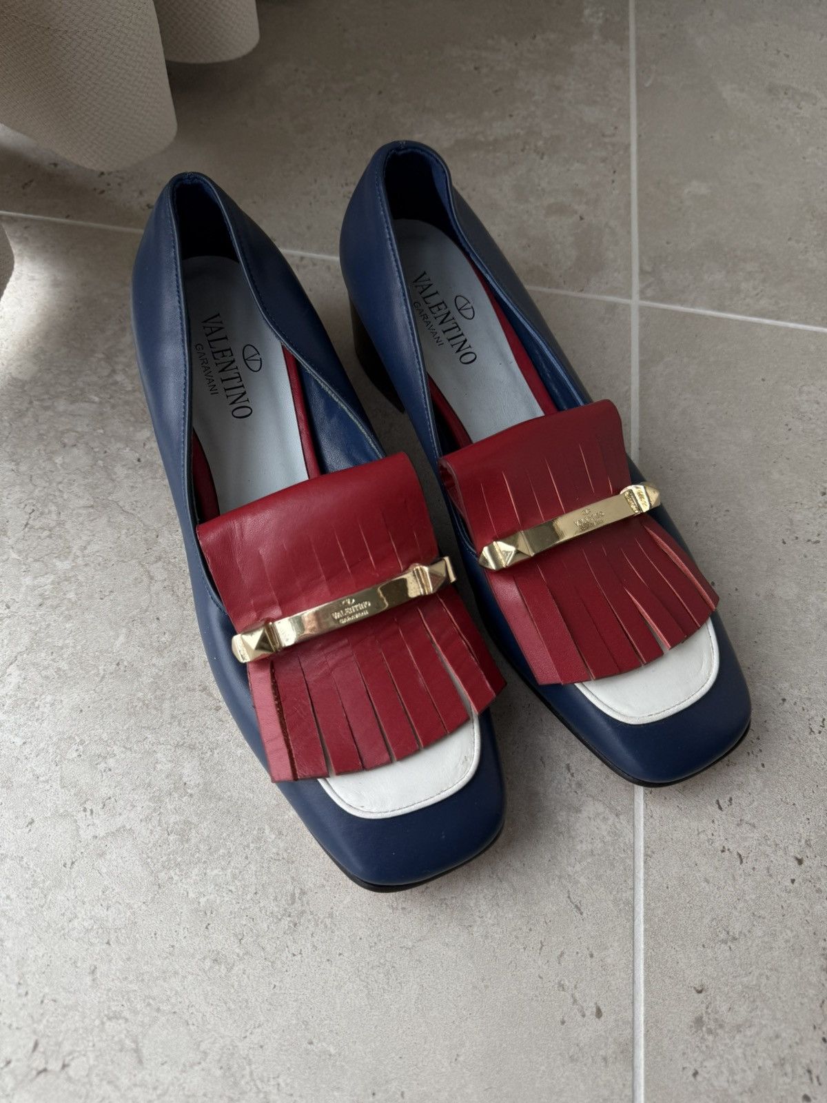 Valentino VALENTINO GARAVANI Calfskin Rockstud Uptown Fringe Loafer Size US 9 / IT 39 - 1 Thumbnail