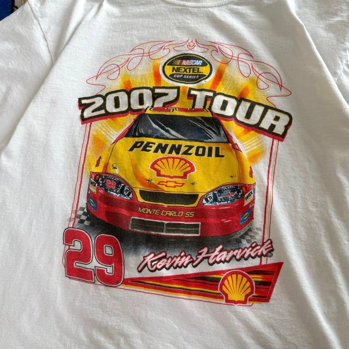 Gildan VINTAGE Kevin Harvick NASCAR T-Shirt XL White Men Short Sleeve Racing Cars Y2k 2000s Double Sided Size US XL / EU 56 / 4 - 4 Thumbnail