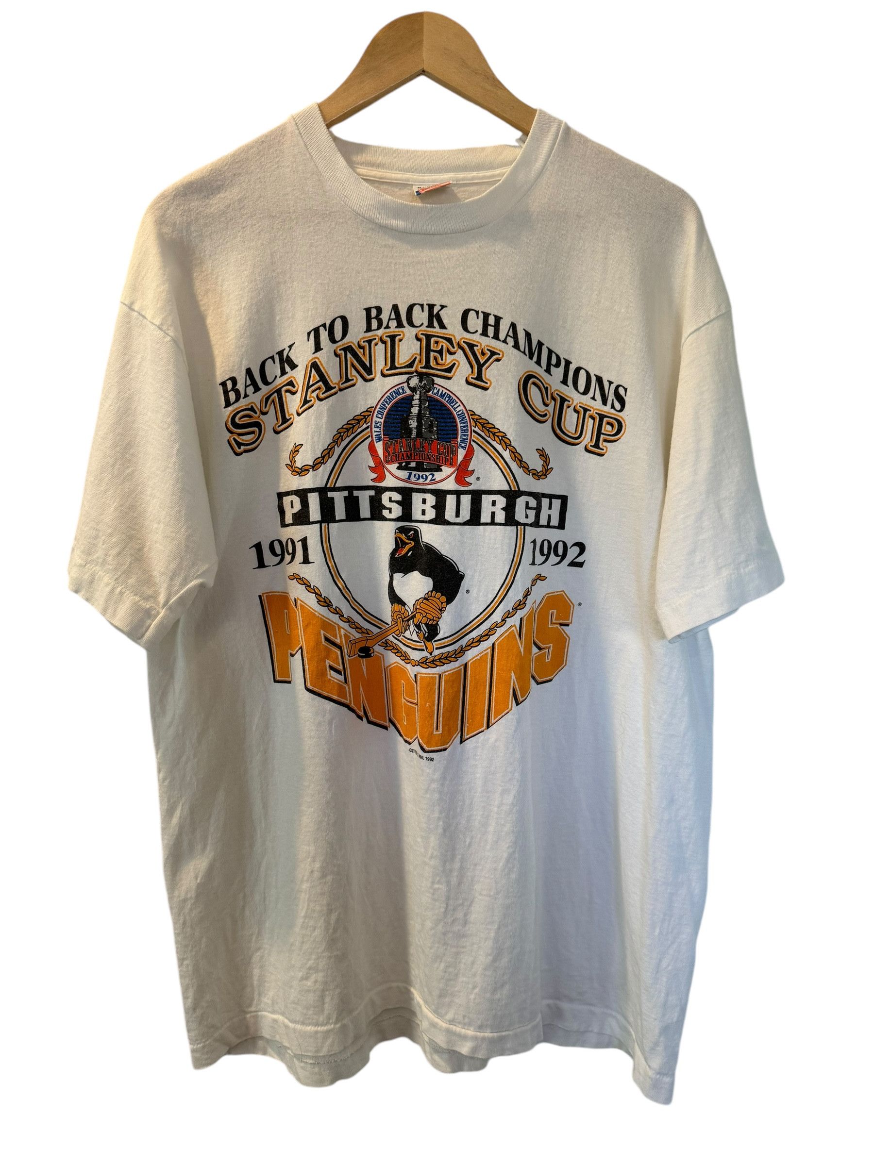 Fruit Of The Loom Vintage 1992 Pittsburgh Penguins Stanley Cup Champs T-Shirt Size US XL / EU 56 / 4 - 1 Thumbnail