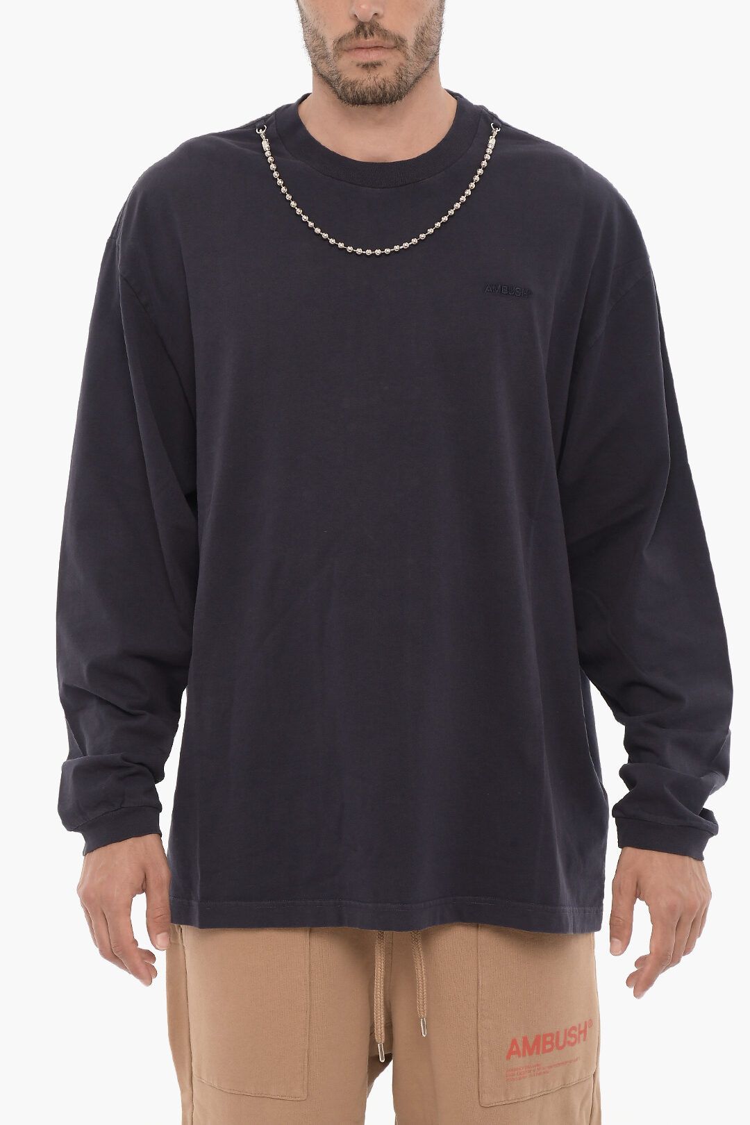 Ambush Design og1mm0925 Silver-Tone Chain Crewneck T-Shirt in Blue Size US XXL / EU 58 / 5 - 1 Thumbnail