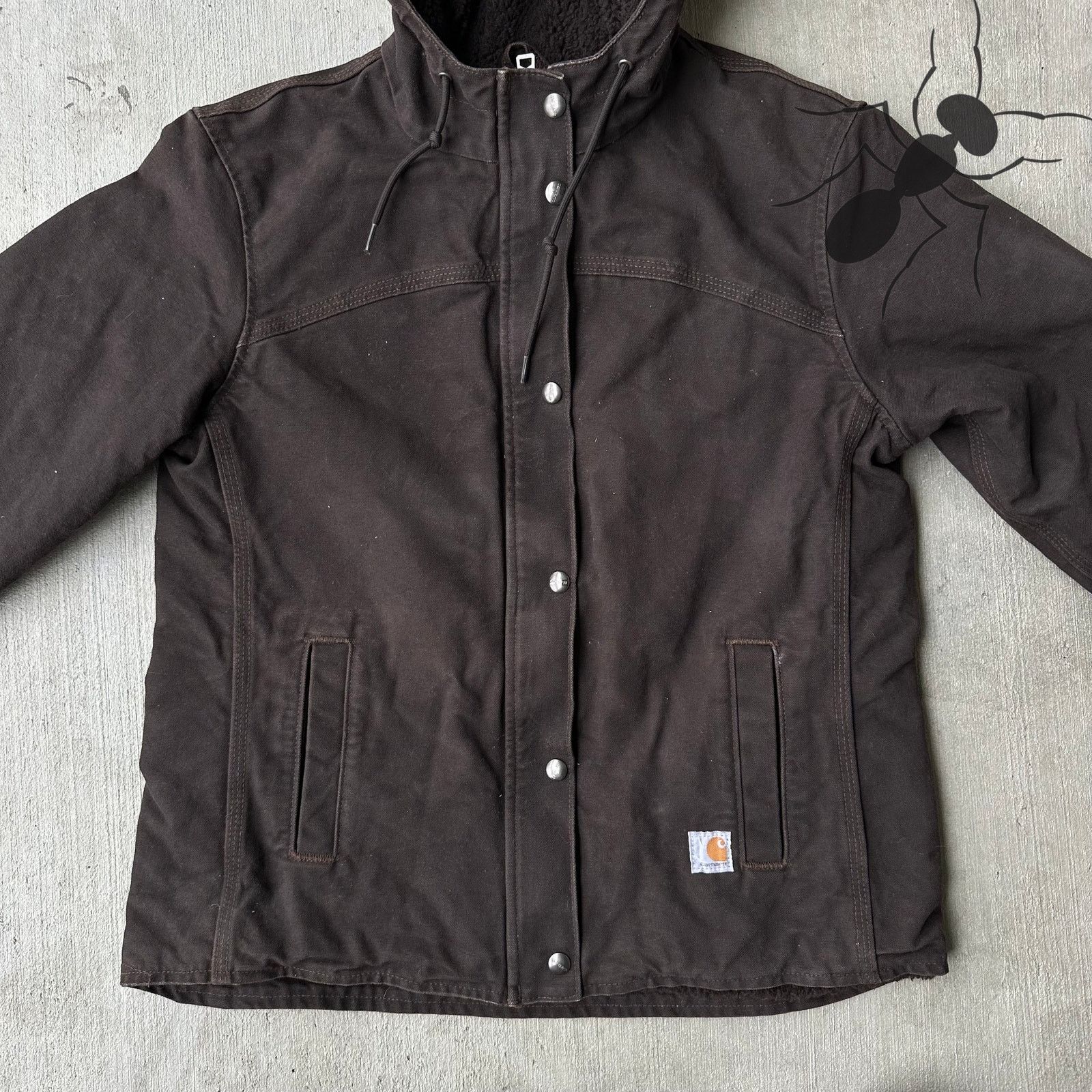 Carhartt × Vintage Carhartt DKB brown Sherpa hooded work wear jacket Size US S / EU 44-46 / 1 - 3 Thumbnail