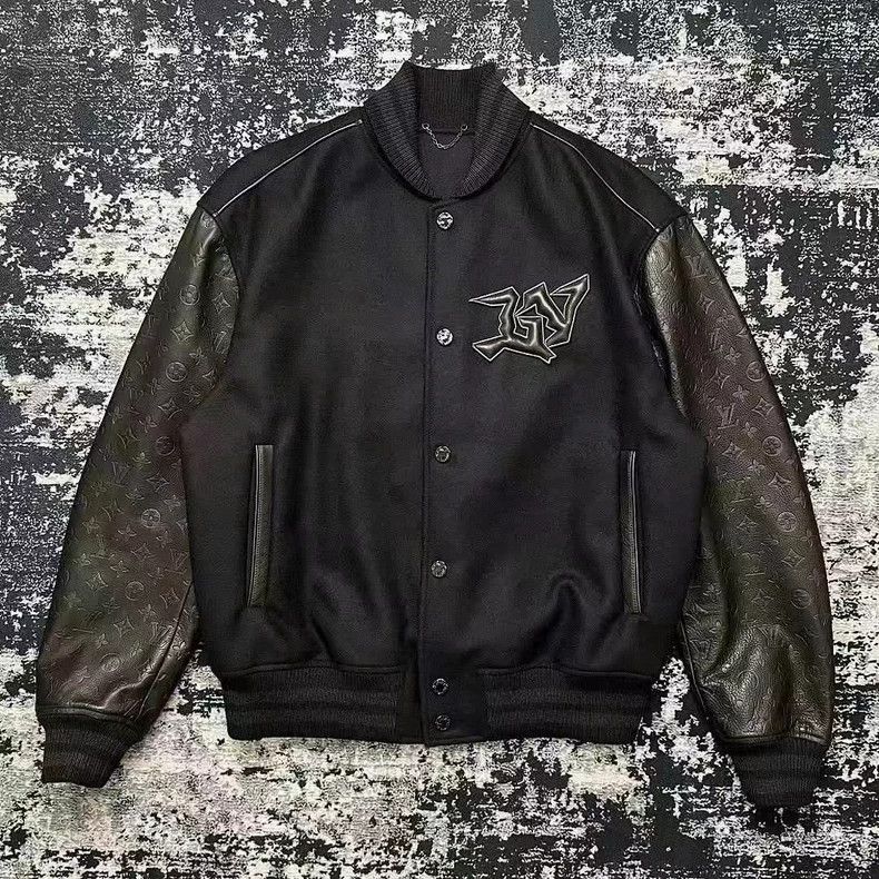 Louis Vuitton Louis Vuitton Black Leather Sleeve Bomber Jacket Size US M / EU 48-50 / 2 - 1 Thumbnail