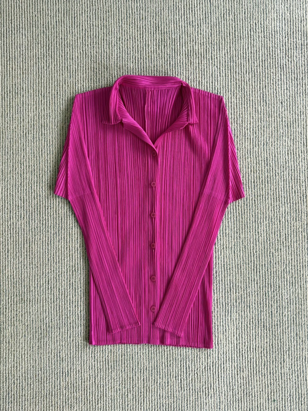 Pleats Please Issey Miyake Pleated Pink Button Up Long Sleeve Shirt Size S / US 4 / IT 40 - 1 Thumbnail