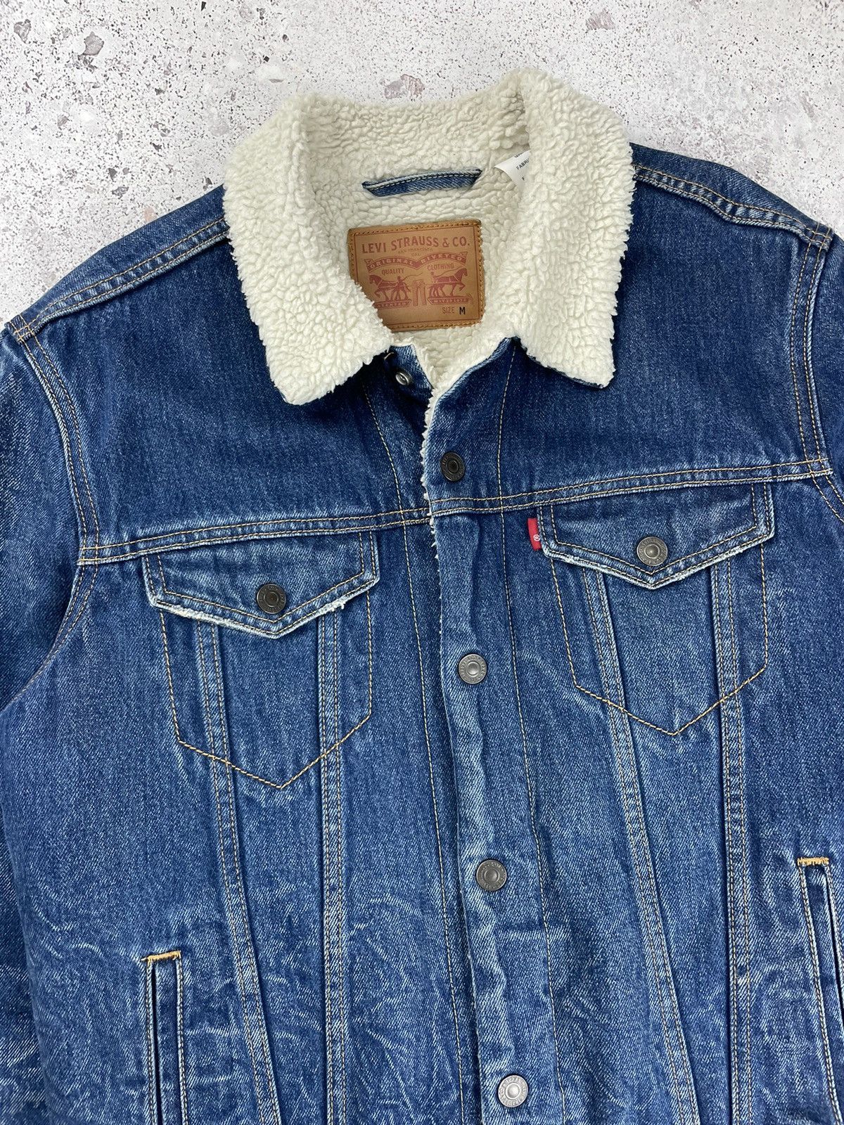 Levi's Levis Retro Denim Type Sherpa Trucker Jacket Size US M / EU 48-50 / 2 - 2 Thumbnail