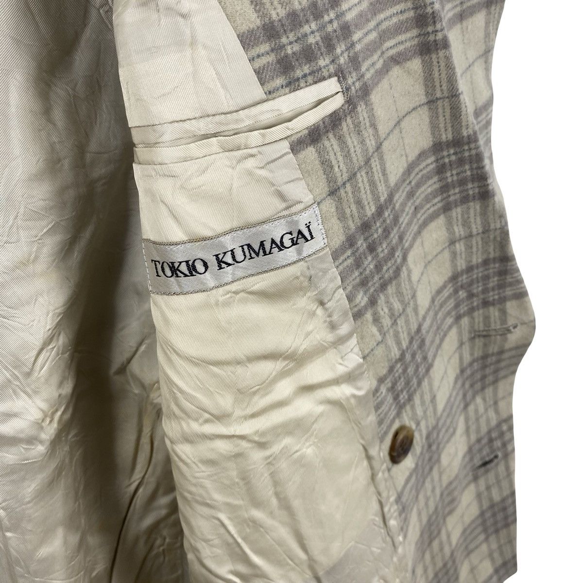Tokio Kumagai Vintage TOKKO KUMAGAI Plaid Double Breasted Blend Blazer Size S / US 4 / IT 40 - 10 Thumbnail