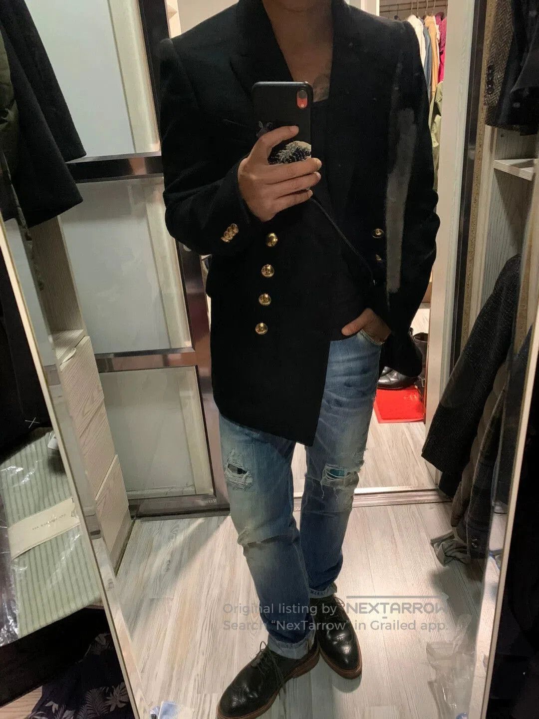 Celine Black Double-Breasted Blazer with Gold Buttons. Size US M / EU 48-50 / 2 - 1 Thumbnail