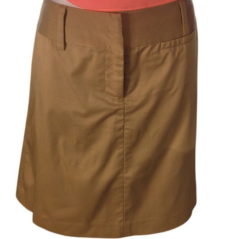 Ann Taylor Ann Taylor Tan Skirt Chino Style Faux Pocket Beltloops Sz 10 Size 32" / US 10 / IT 46 - 2 Thumbnail