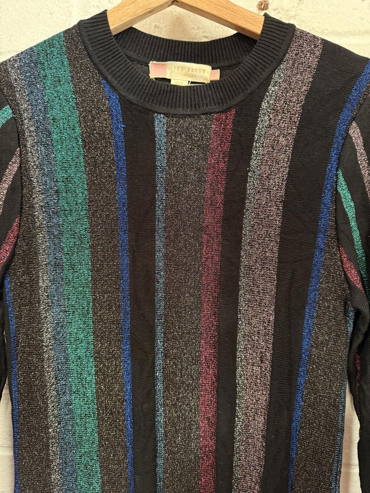 Ted Baker Ted Baker Women's Long Sleeve Striped Dress Size L / US 10 / IT 46 - 2 Thumbnail