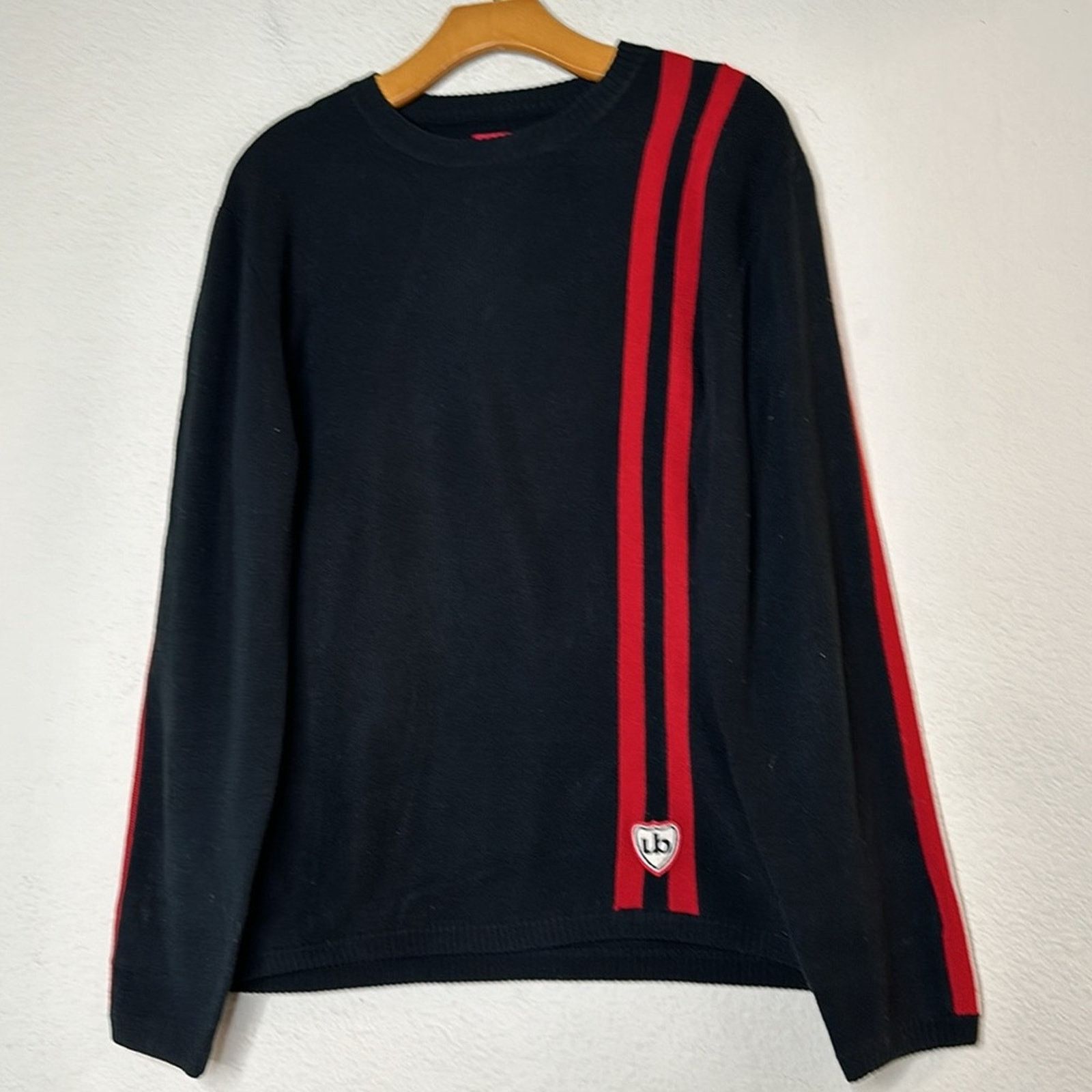 UNIONBAY × Vintage VTG 1990s Union Bay Striped Sweater Black Red Size Large Size US L / EU 52-54 / 3 - 4 Thumbnail