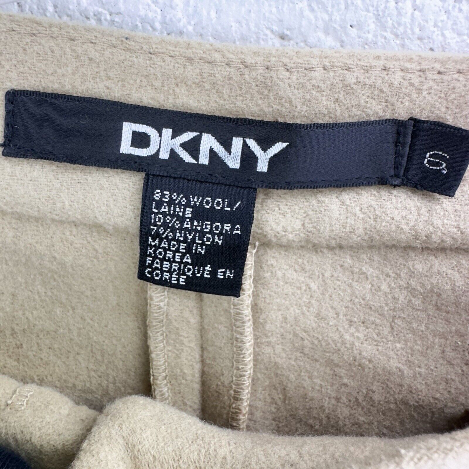 DKNY DKNY Beige Solid Wool Blend Women Flat Dress Pants Sz6 28x27 Size 28" / US 6 / IT 42 - 4 Thumbnail