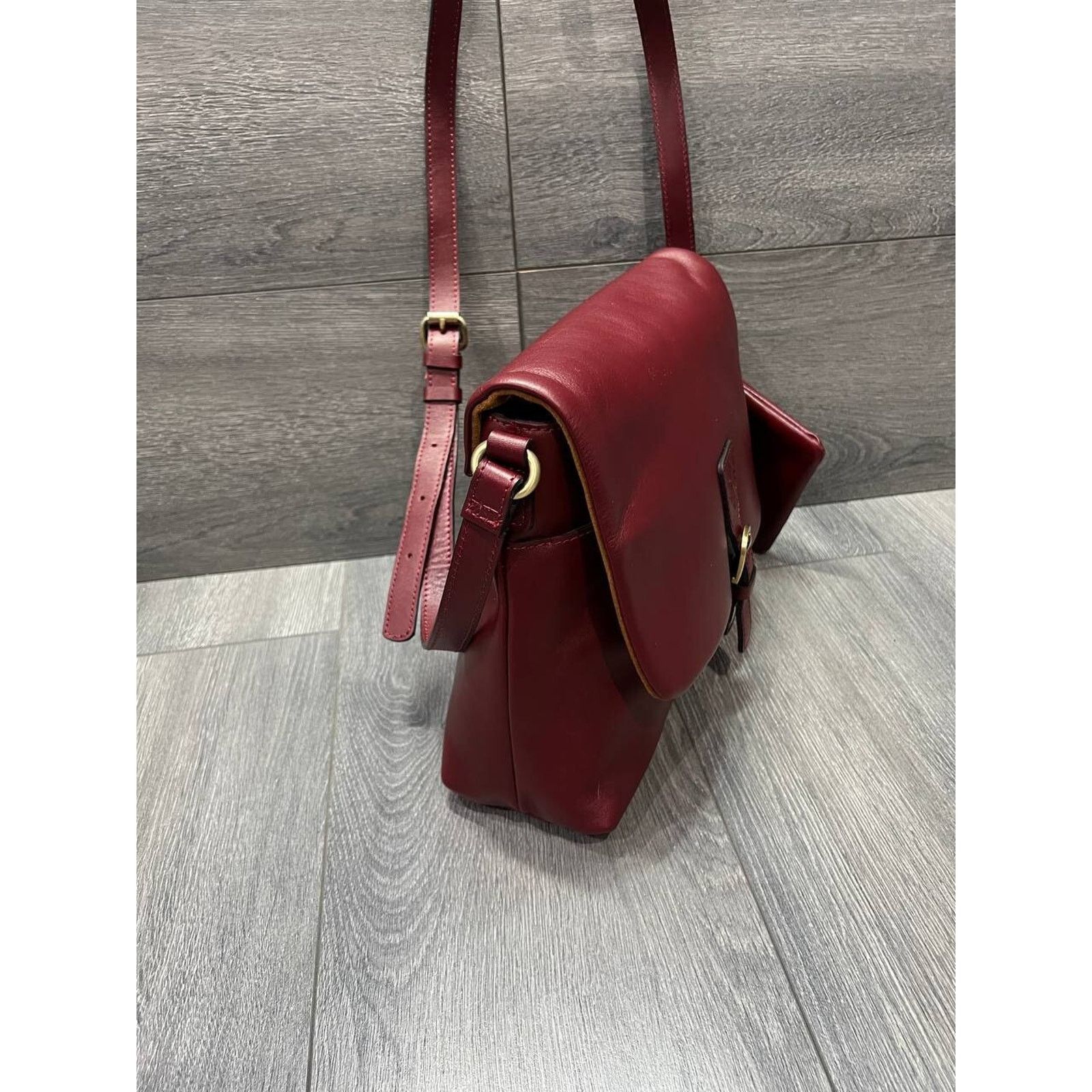 Patricia Nash Patricia Nash Mili Leather Medium Flap Maroon Bag A683655 Size ONE SIZE - 9 Thumbnail