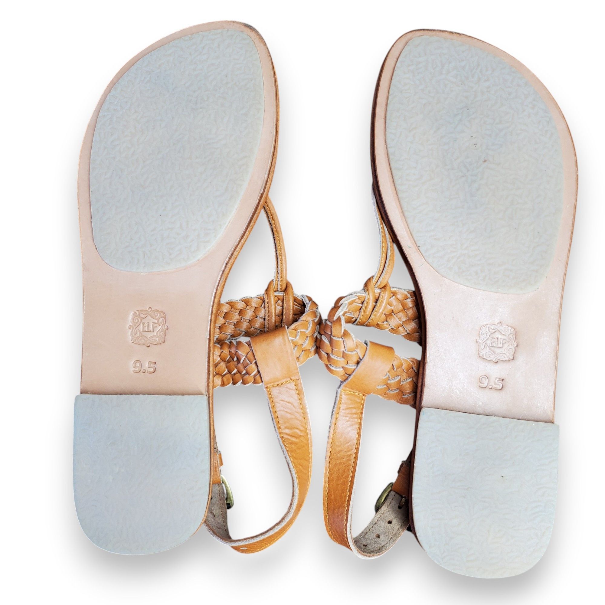 Other Elf Size 9.5 NEW Thong Sandals Handmade Brown Leather Braid Size US 9.5 / IT 39.5 - 9 Thumbnail