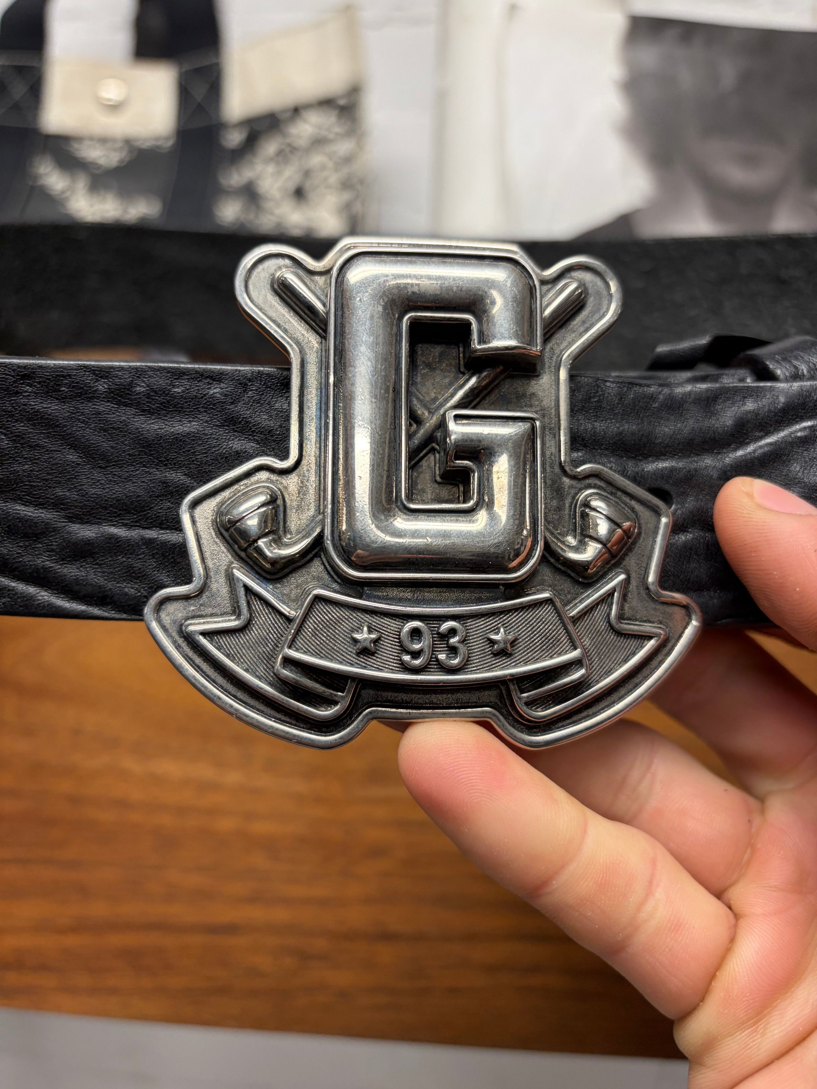 Gucci Gucci ‘Baseball Logo’ Black Leather Belt Size ONE SIZE - 2 Thumbnail