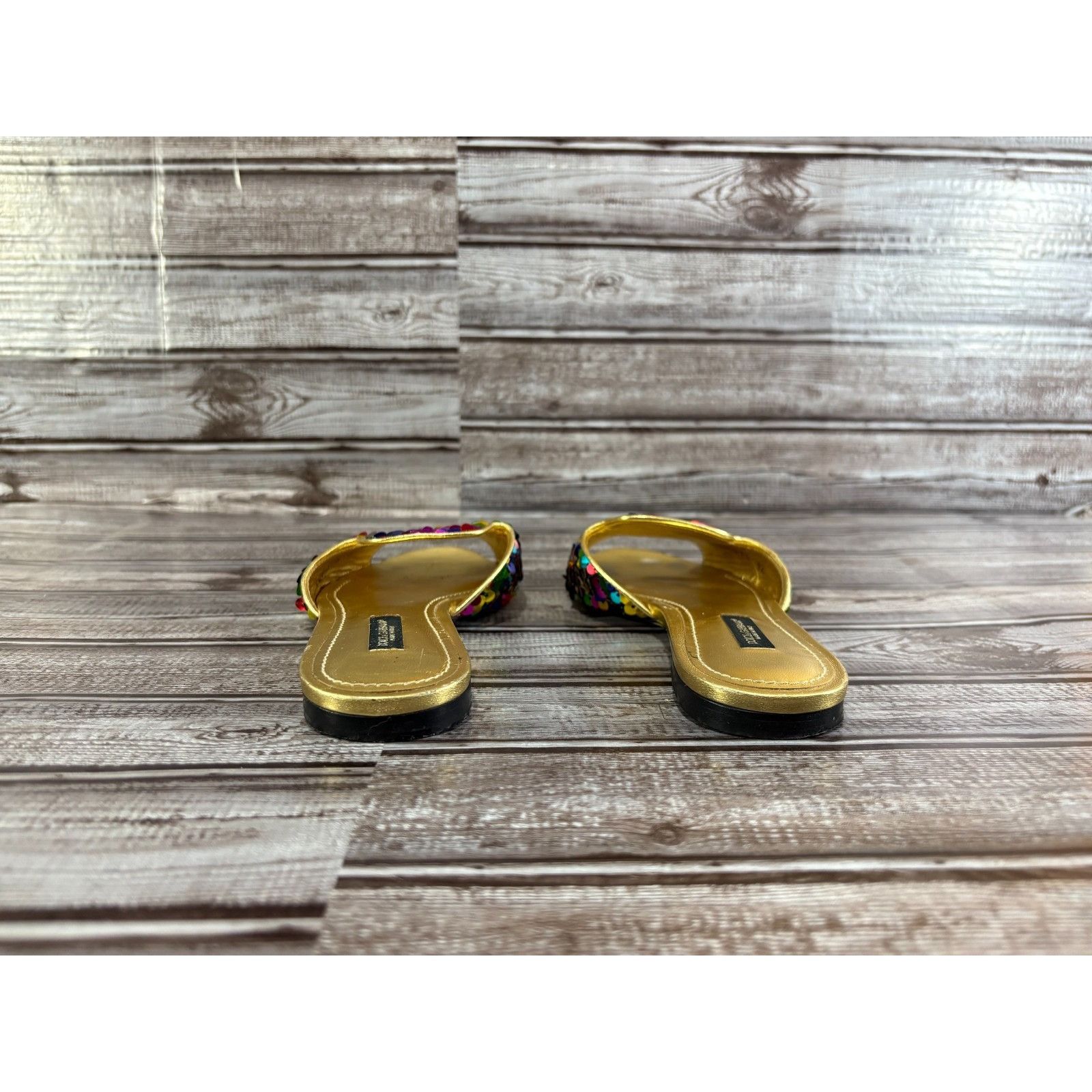 Dolce & Gabbana Dolce Gabbana Bellucci Leather and Sequins Flat Slides Size Size US 6 / IT 36 - 10 Thumbnail