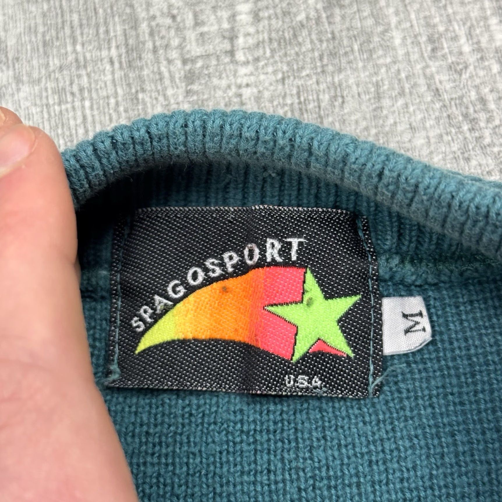 AQUA VINTAGE SPAGO Cotton Knit Sweater Aqua Blue 80s Retro Long Sleeve Women's Medium Size M / US 6-8 / IT 42-44 - 5 Thumbnail