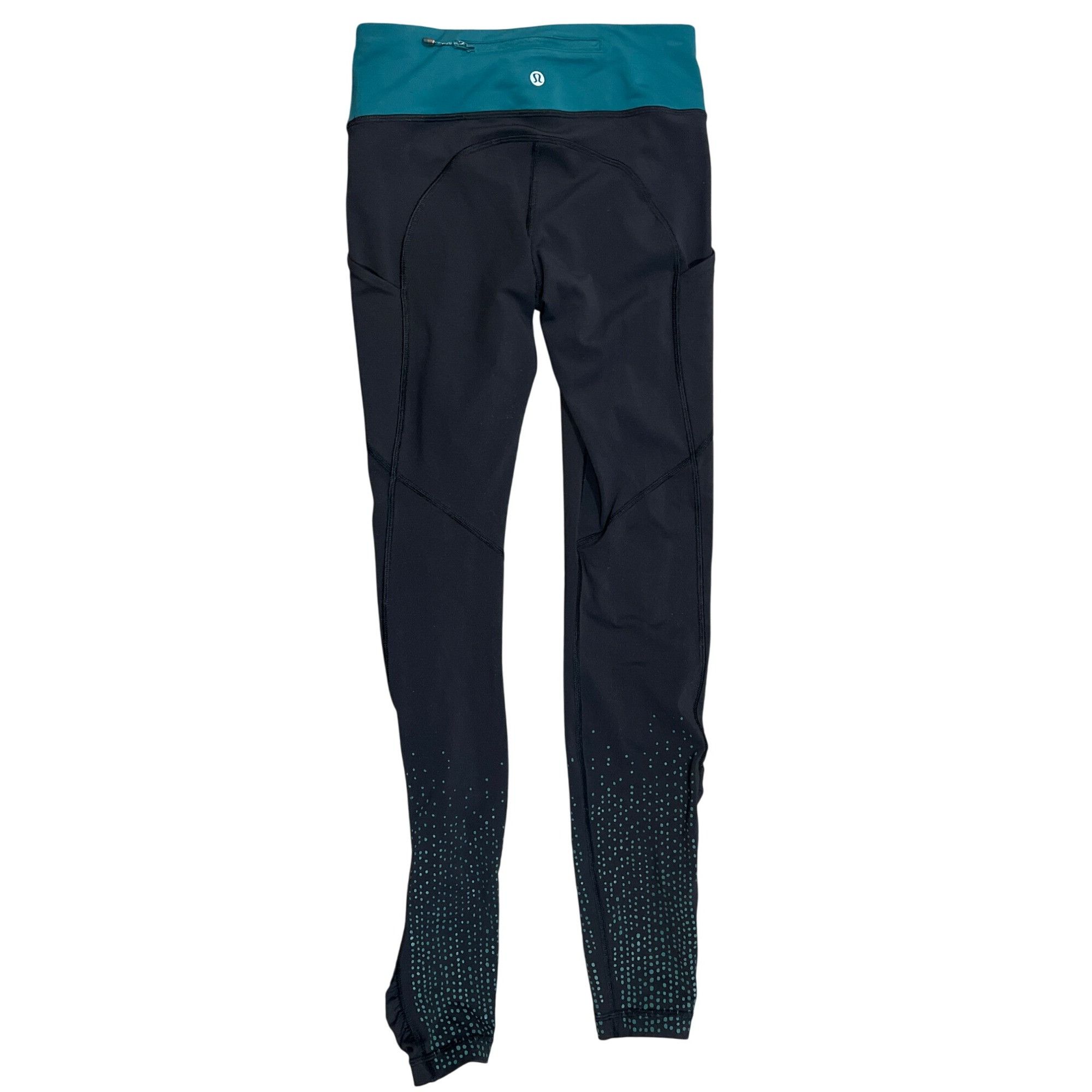 Lululemon 𝓛𝓾𝓵𝓾𝓵𝓮𝓶𝓸𝓷 Women’s Speed Tights Size 4 Black & Teal Size 27" / US 4 / IT 40 - 3 Thumbnail