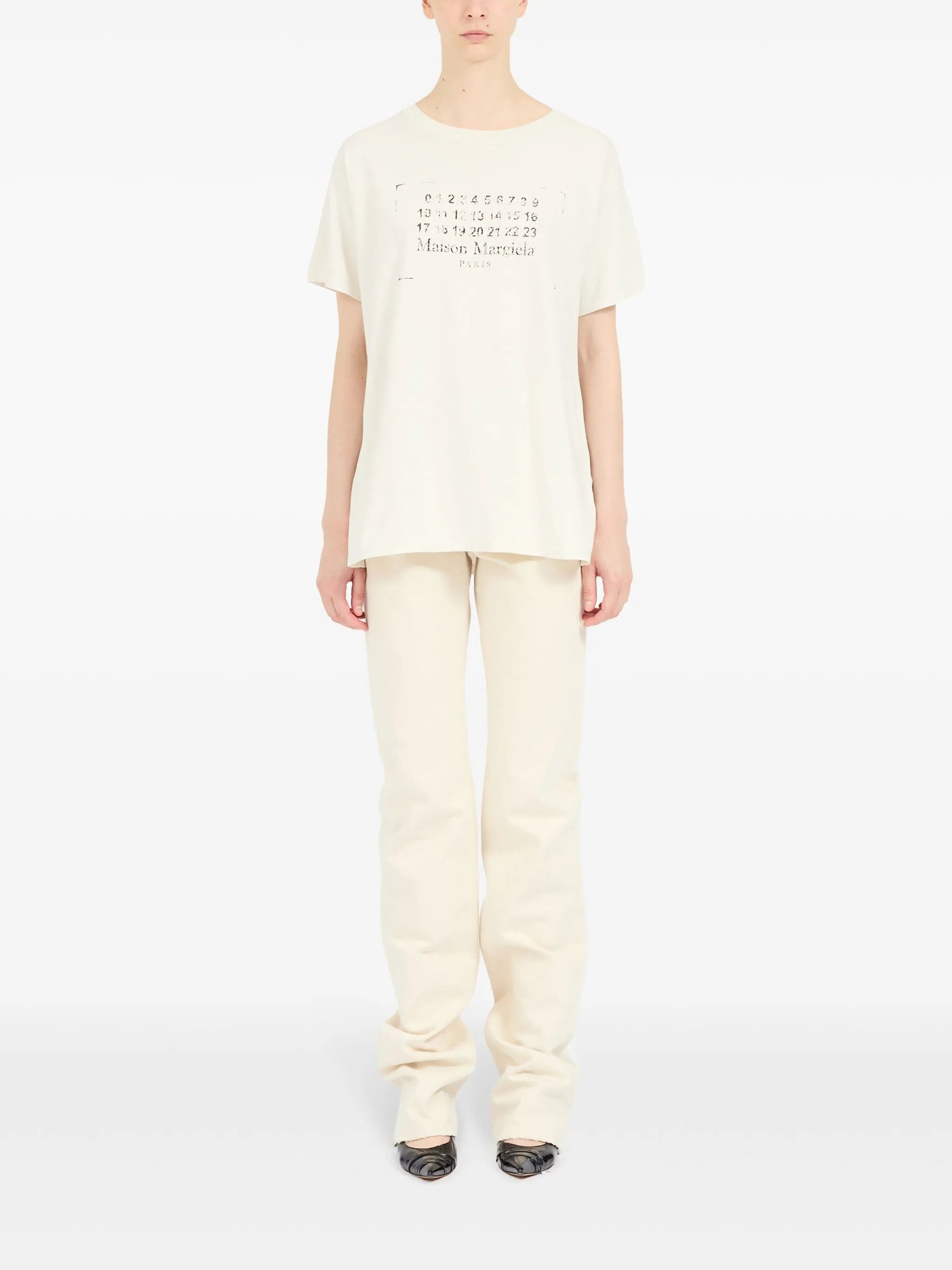 Maison Margiela oc11z0825 Logo-print Cotton T-Shirt in Butter Size M / US 6-8 / IT 42-44 - 3 Thumbnail
