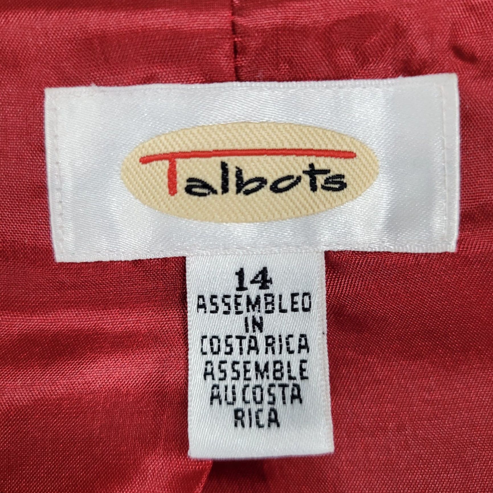 Talbots VINTAGE Talbots Blazer Shirt Jacket 14 Red 100% Wool Buttoned Collared Lined Long Sleeve Women’s Short Jacket/Coat Holiday Classic Size XL / US 12-14 / IT 48-50 - 3 Thumbnail