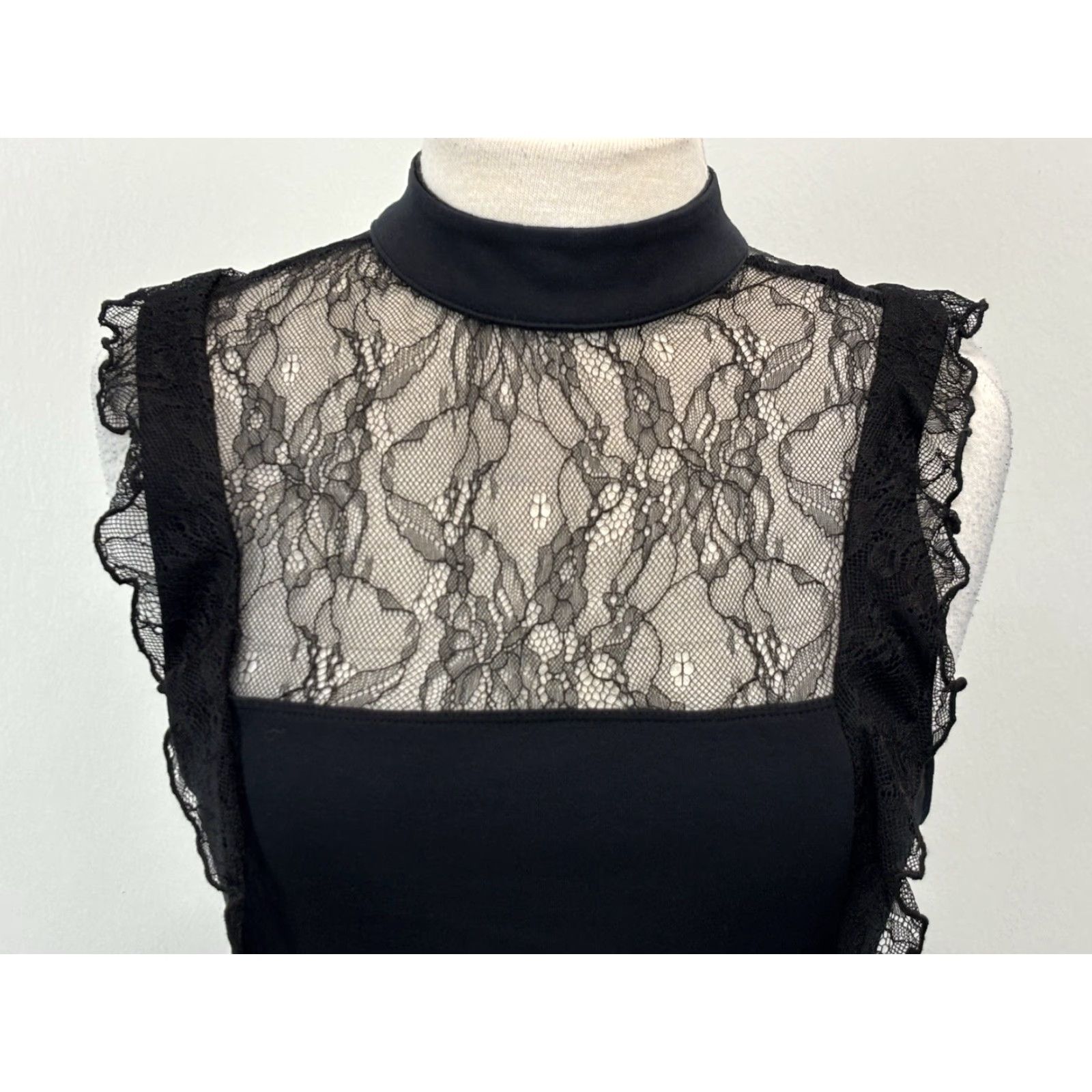 Free People Free People Beaumont Muse Dress Black Sleeveless Mini Lace Trim Party M Womens Size M / US 6-8 / IT 42-44 - 5 Thumbnail