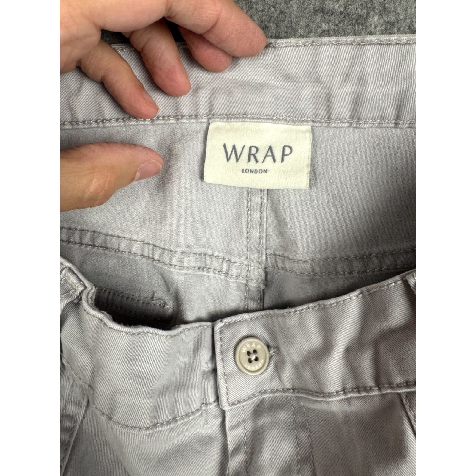 Vintage Wrap London Pants Women's 31 x 27 Gray Pockets Tapered Trousers/Ankle Twill Cotton Blend High Rise Regular Fit Casual Workwear 31 Waist Size 24" / US 00 / IT 34 - 5 Thumbnail