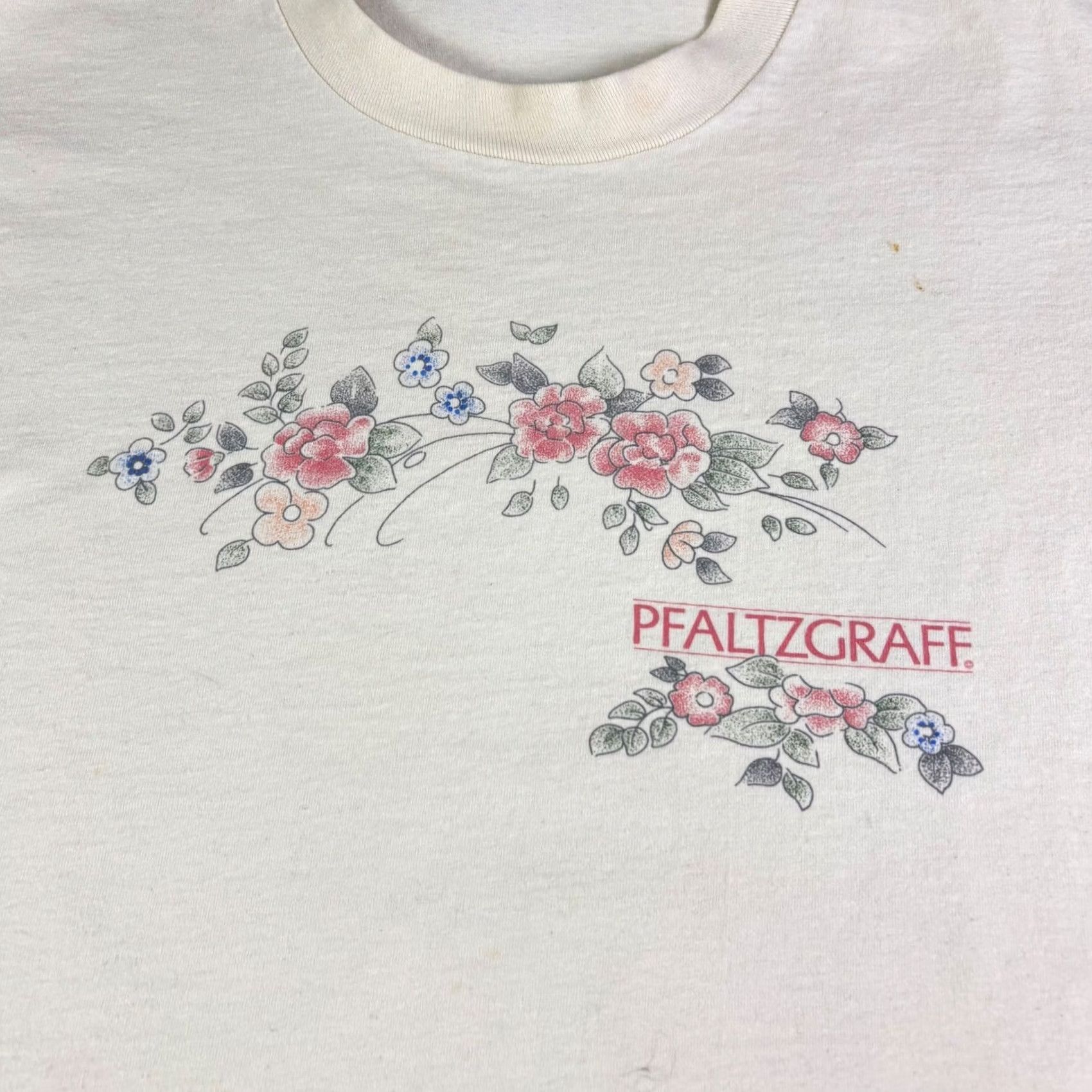 Anvil VINTAGE Pfaltzgraff Floral T Shirt Anvil Single Stitch Made in USA Cream L Large Unisex 1990s 100% Cotton Graphic Tee Short Sleeve Boho Size US L / EU 52-54 / 3 - 7 Thumbnail