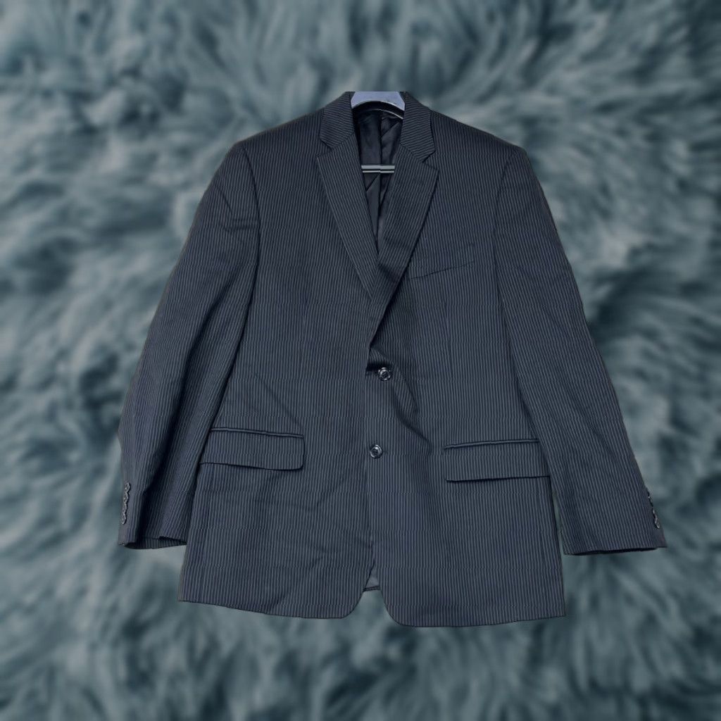 Calvin Klein Calvin Klein Sport Coat Blazer Jacket Notch Lapel Wool 43R Gray Stripe Two-Button Double-Vented Regular Mens Size 46R - 1 Thumbnail