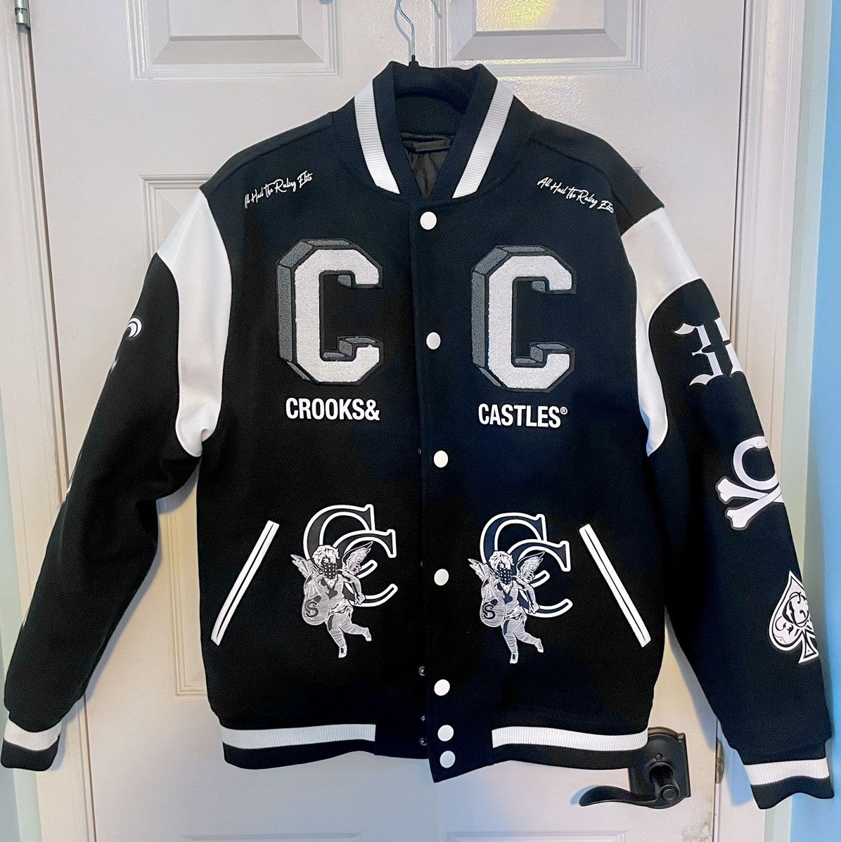 Crooks & Castles Crooks & Castles Letterman Jacket Black & White | Grailed