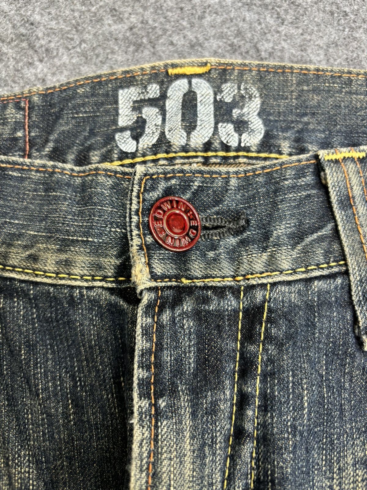 Edwin 💥Insane Raw Fades💥Edwin 503 Wide Japan Style Denim F478 Size US 33 - 3 Thumbnail