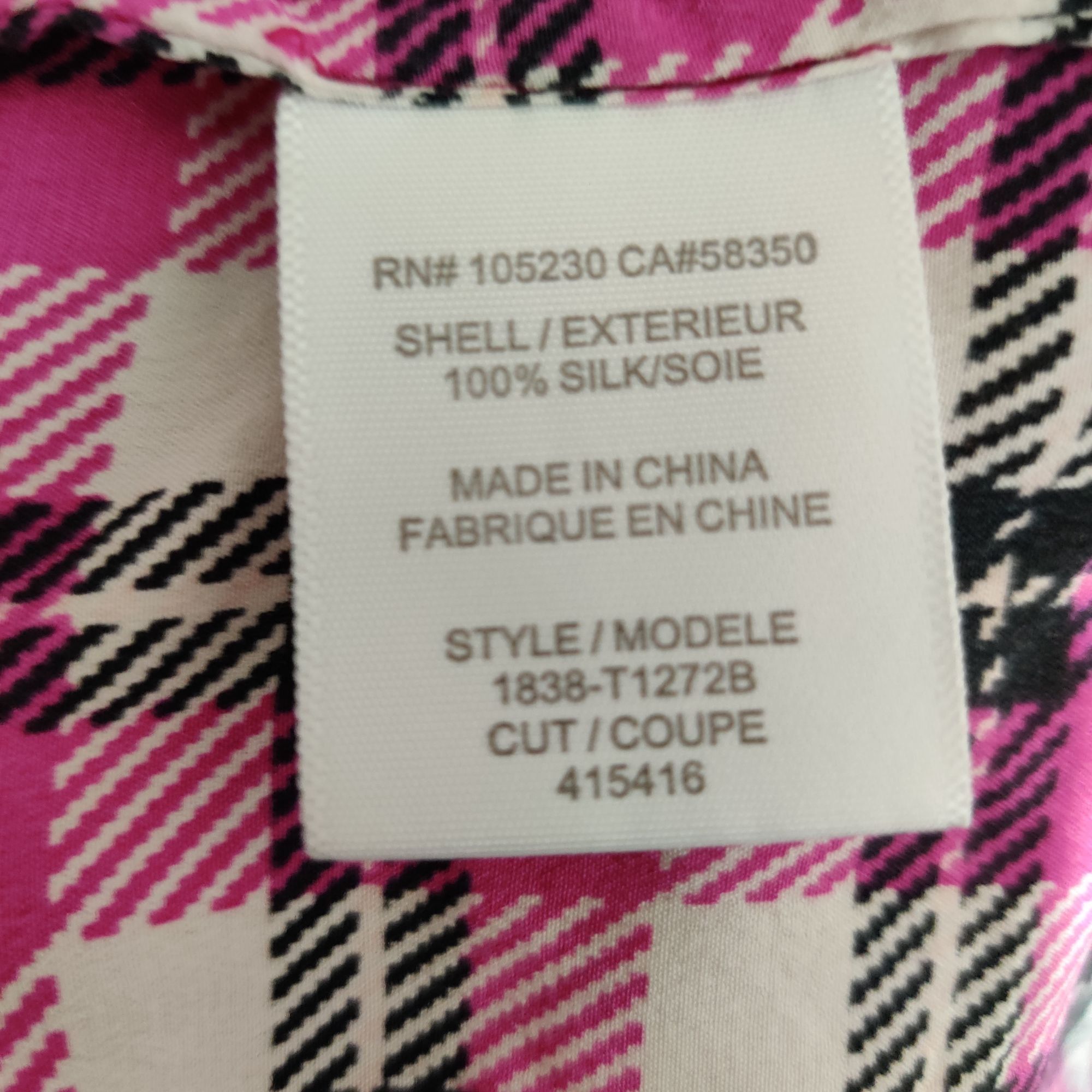 Joie Joie Womens Blouse Silk Top Button Up Long Sleeve Pink Black Size S / US 4 / IT 40 - 6 Thumbnail