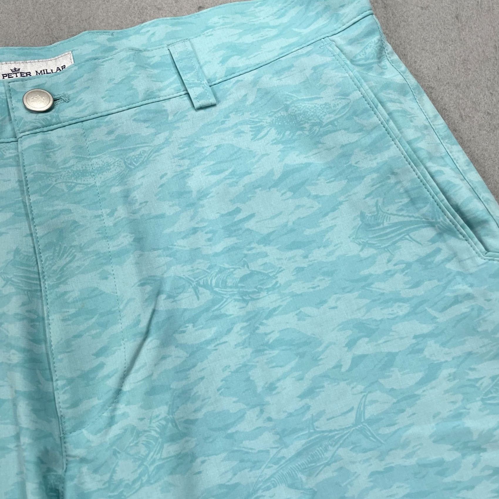 Peter Millar Peter Millar Shorts Mens 33 Blue Salem Fish Hybrid Golf Stretch Chino 10 In Shirt Size US 33 - 4 Thumbnail