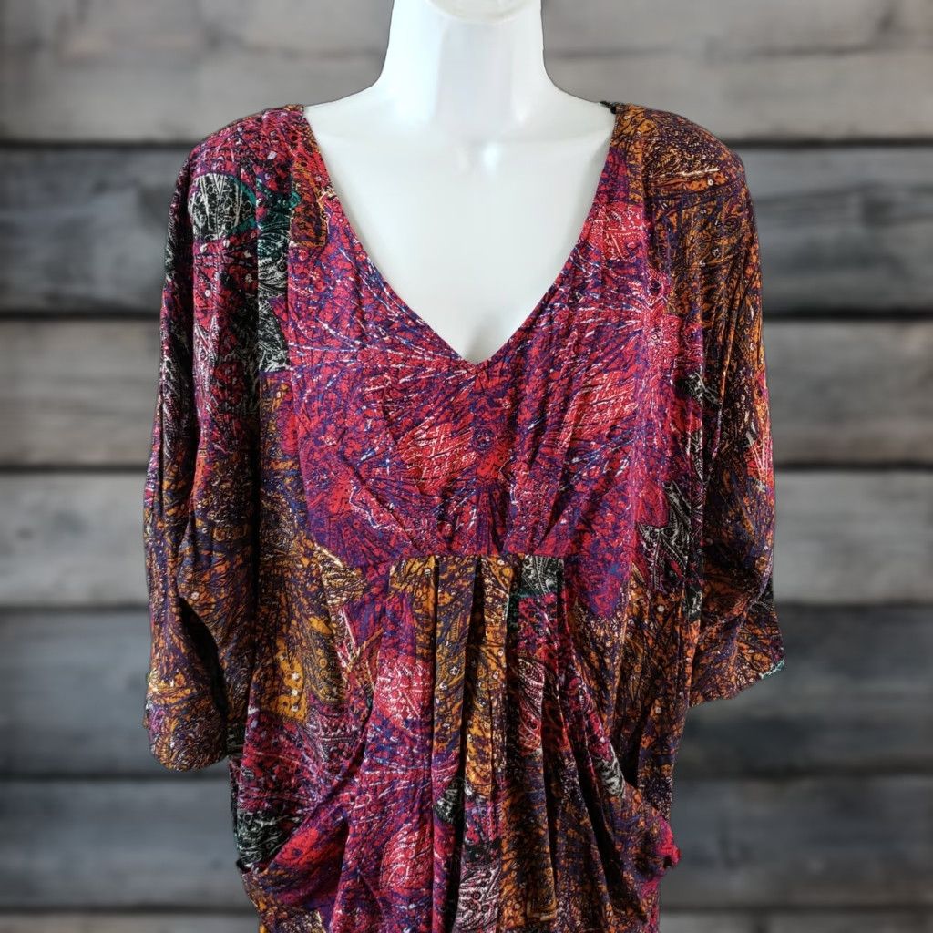 Vintage VINTAGE Edme & Esyllte Womens Chromatique Dress Tunic L Purple Orange Pockets Size L / US 10 / IT 46 - 1 Thumbnail