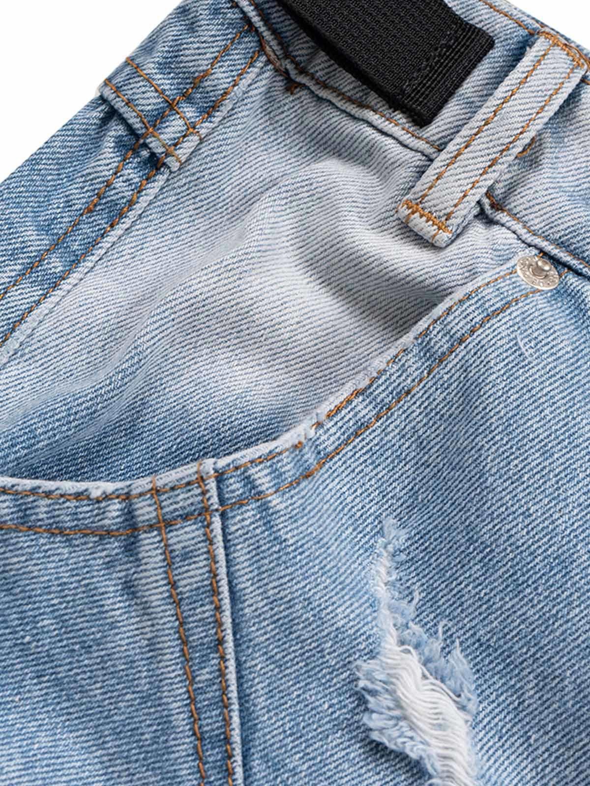 Japanese Brand Ripped Washed Tassel Cargo Denim Shorts Size ONE SIZE - 10 Thumbnail