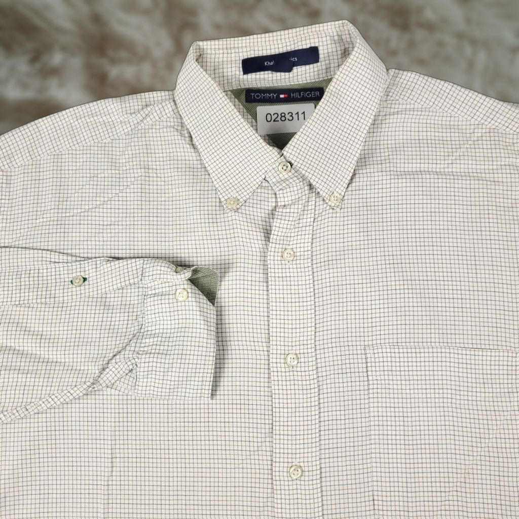 Tommy Hilfiger Tommy Hilfiger Shirt Mens Large Beige Check Button-Up Long Sleeve Cotton Collared Casual Size US L / EU 52-54 / 3 - 1 Thumbnail
