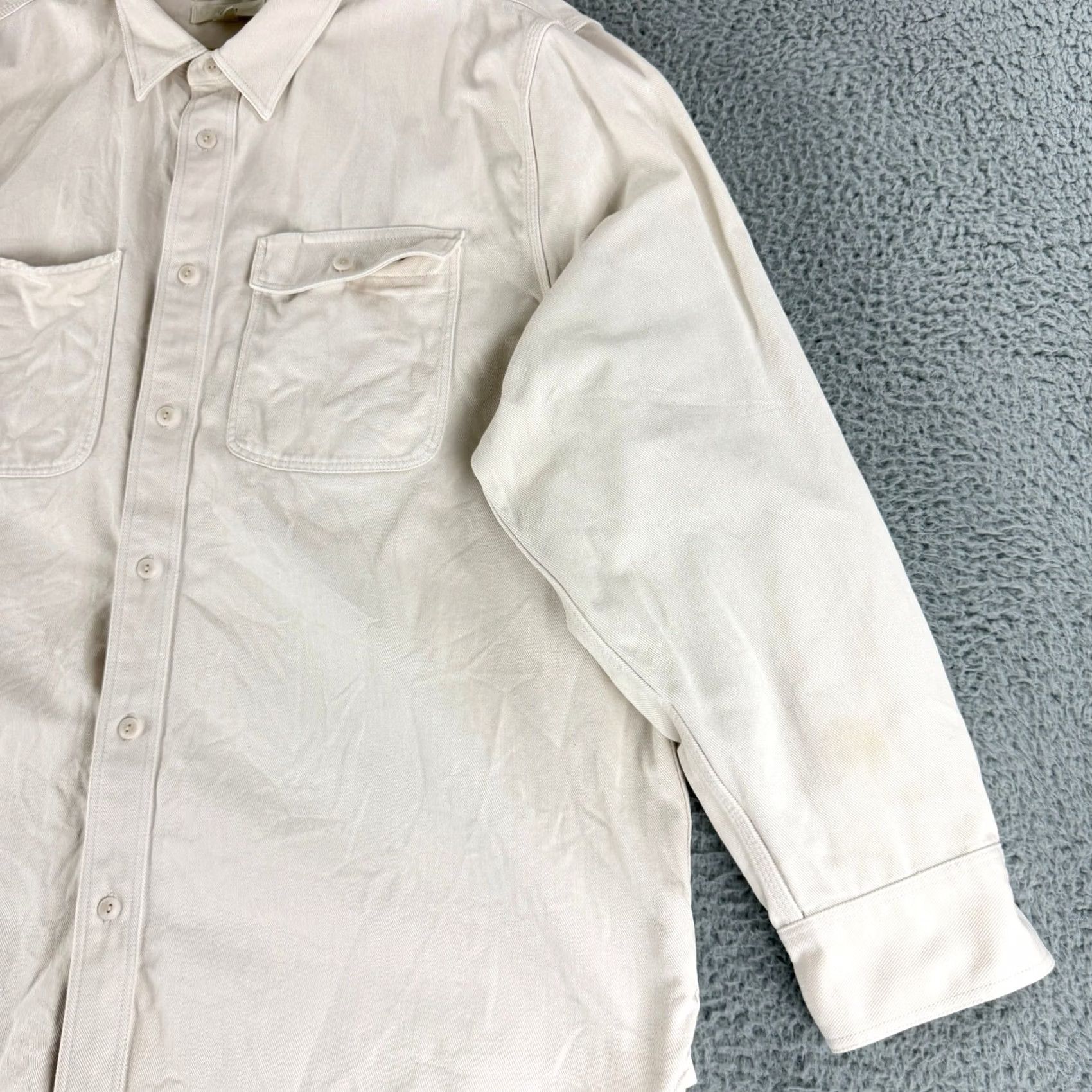 Madewell Madewell Button-Up Shirt Mens 3X Ivory Twill Long Sleeve Button-Down Casual Workwear, Heavyweight, Pockets, Relaxed Fit, Big & Tall Size US XXL / EU 58 / 5 - 3 Thumbnail