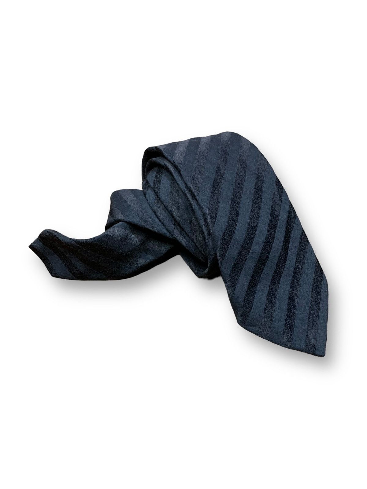 Armani Collezioni × Giorgio Armani Giorgio Armani diagonal stripe dark grey wool neck tie Size ONE SIZE - 1 Thumbnail