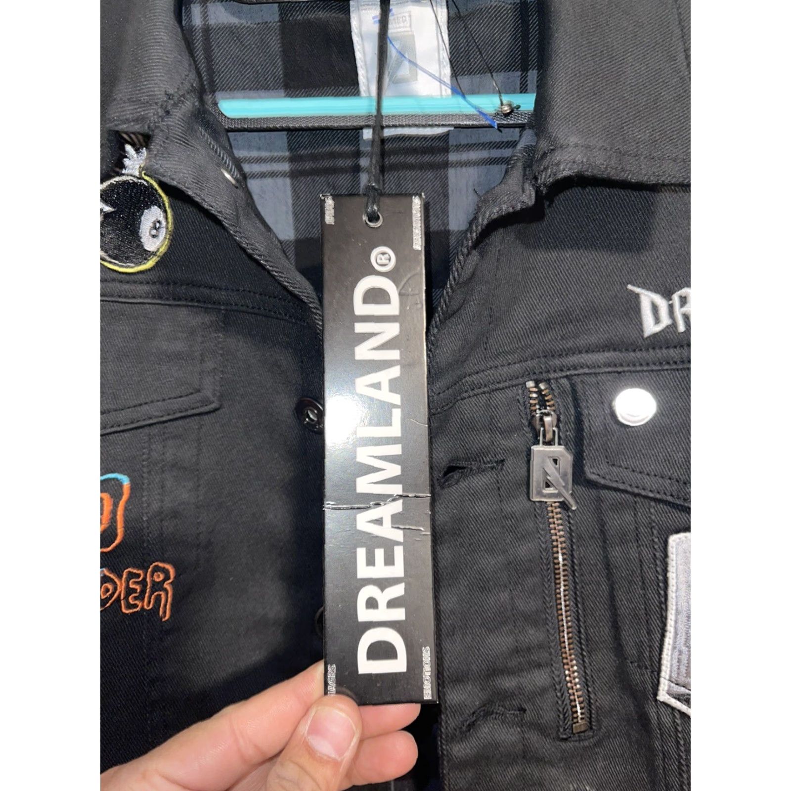 Vintage Dreamland Stormzy Denim Jacket M Unisex Adults Slim Black Cotton Denim Button Collar Insulated Lining cotton Regular Size M / US 6-8 / IT 42-44 - 2 Thumbnail