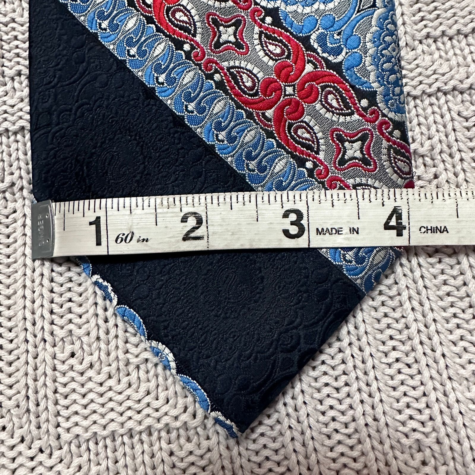 Vintage Vintage Gino Pompeii blue paisley black stripe Italian tie Size ONE SIZE - 5 Thumbnail