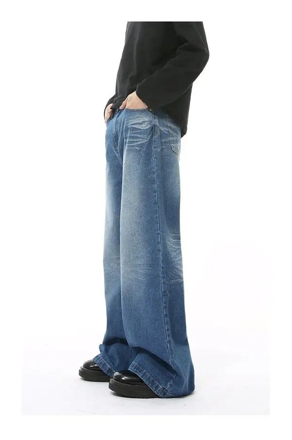 VIBE Japanese style whisker wash pattern straight loose jeans Size US 32 / EU 48 - 3 Thumbnail