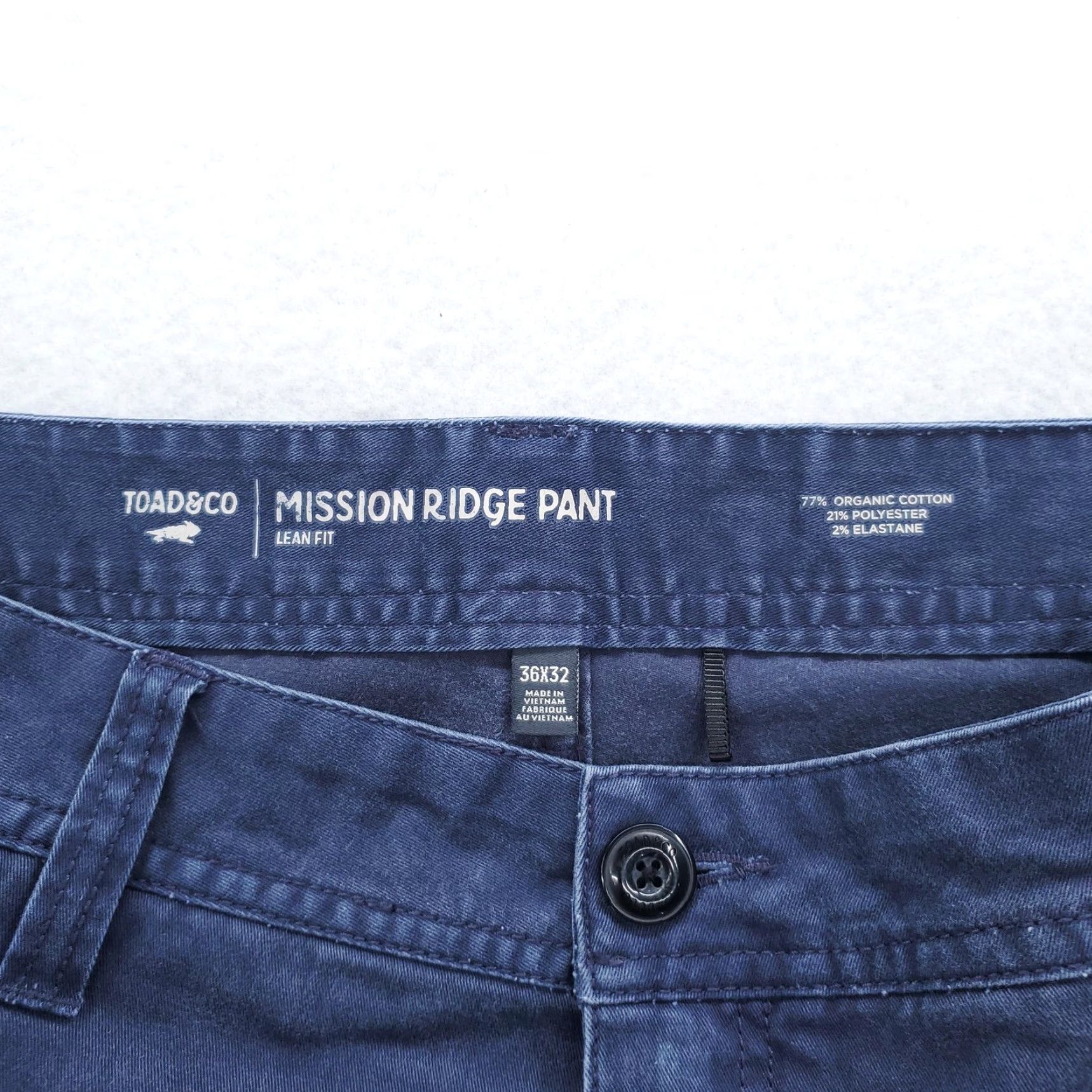 Toad&Co Toad&Co Mission Ridge Pants Mens 36x32 Blue Lean Fit Stretch Organic Cotton Pants Slim Front Pockets Casual Travel Workwear Mens Size US 36 / EU 52 - 5 Thumbnail