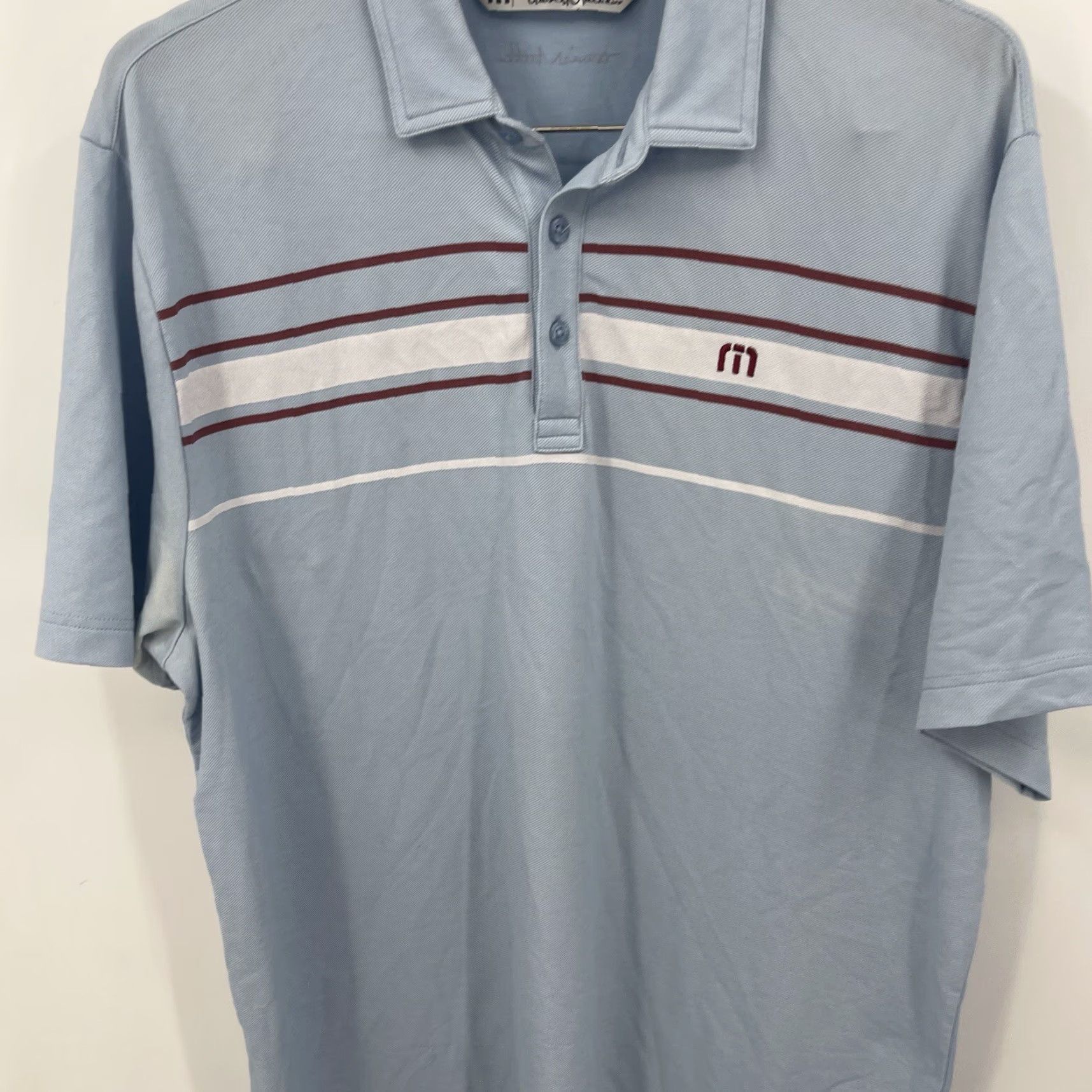 TravisMathew Travis Mathew Shirt Men Large Blue Striped Short Sleeve Collared Logo Size US L / EU 52-54 / 3 - 3 Thumbnail