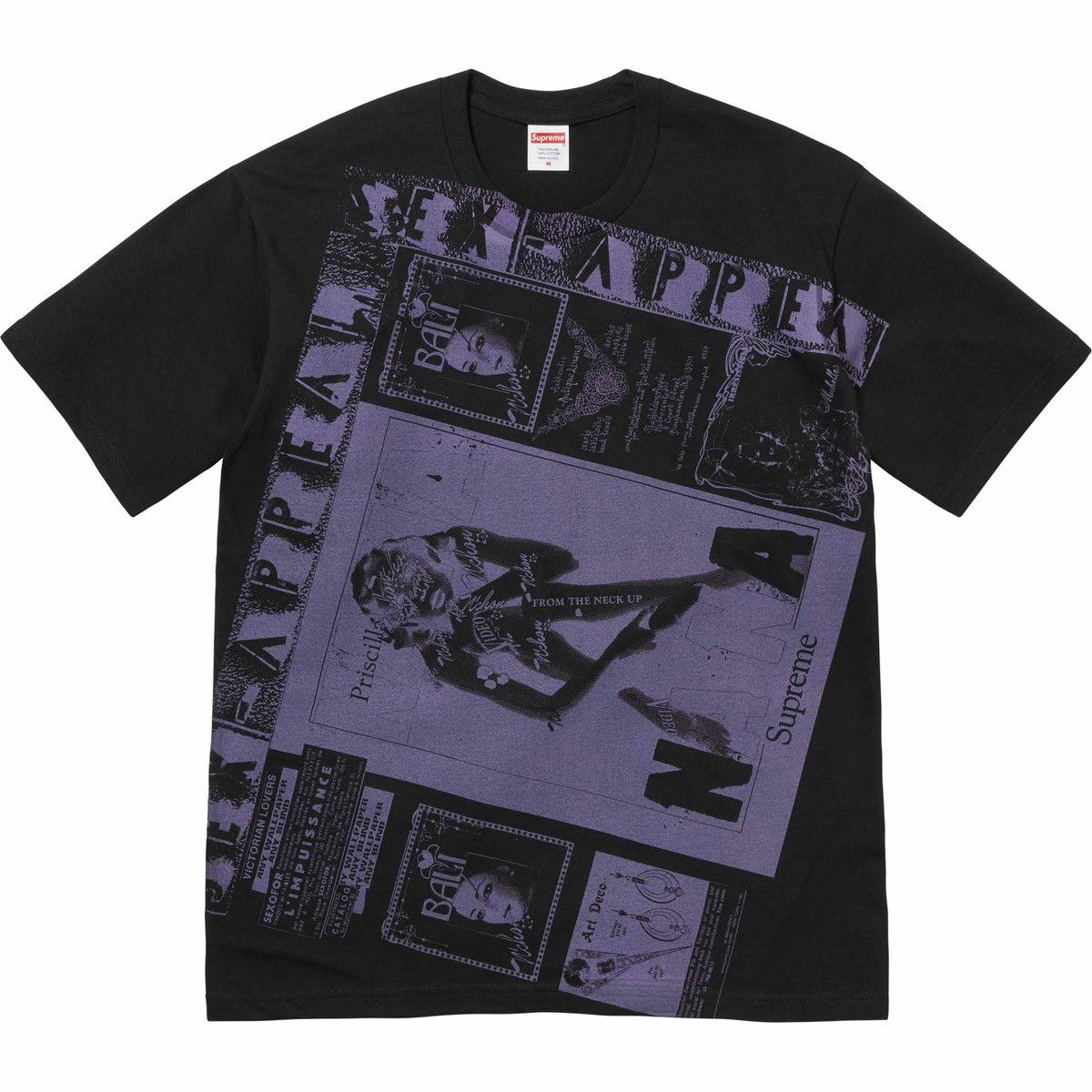 image of Supreme Collage Tee Short Sleeve Top Black T-Shirt Size Xxl, Men's