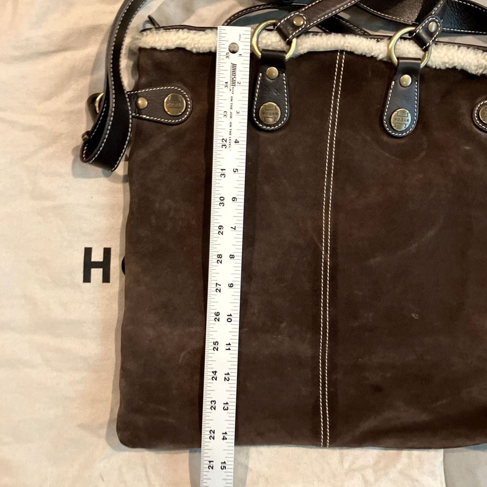 Hogan Hogan Brown Suede Shearling Tote - Dust Bag Size ONE SIZE - 7 Thumbnail
