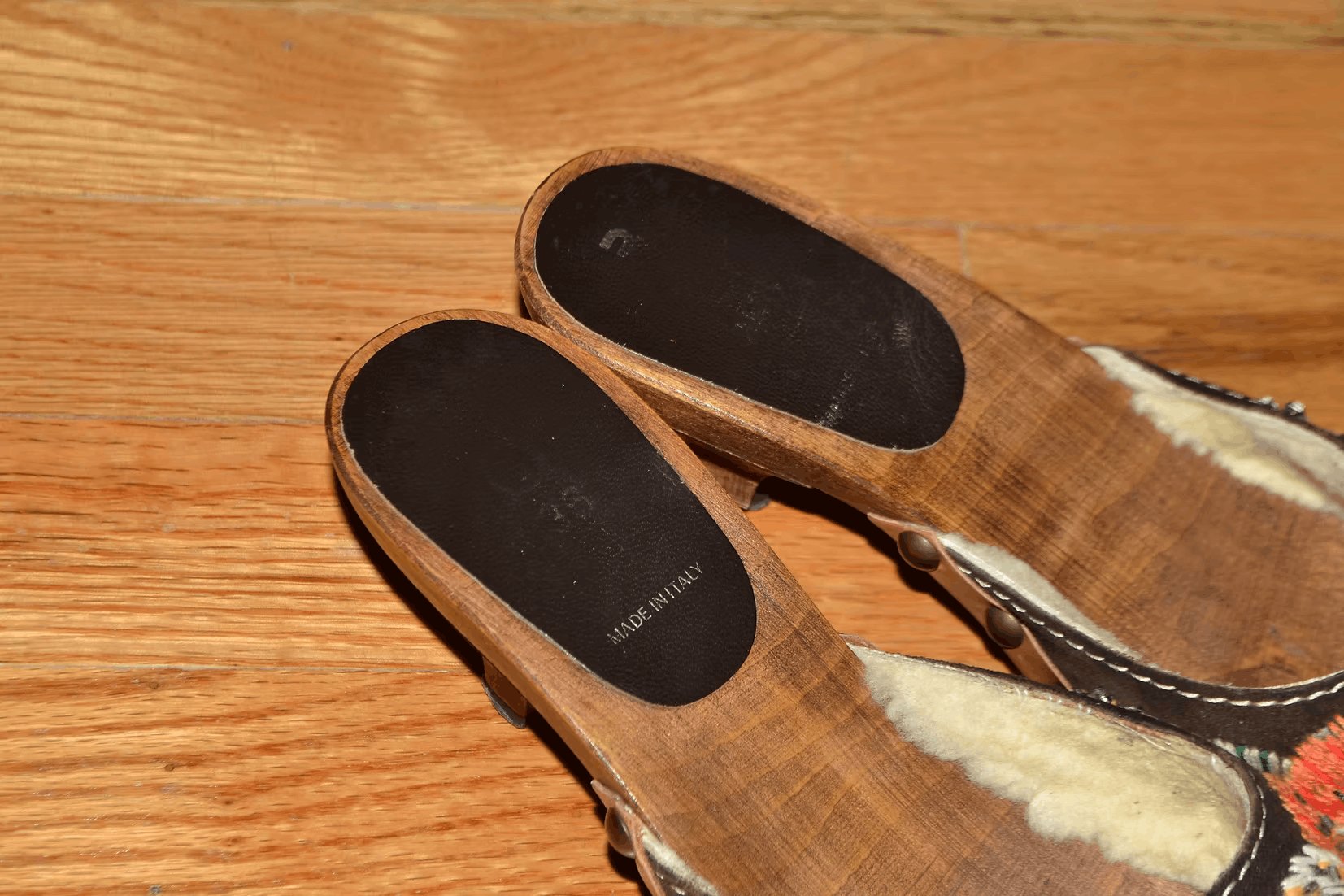 Miu Miu Early 2000s Embroidered Shearling-Lined Clogs Size US 7 / IT 37 - 5 Thumbnail