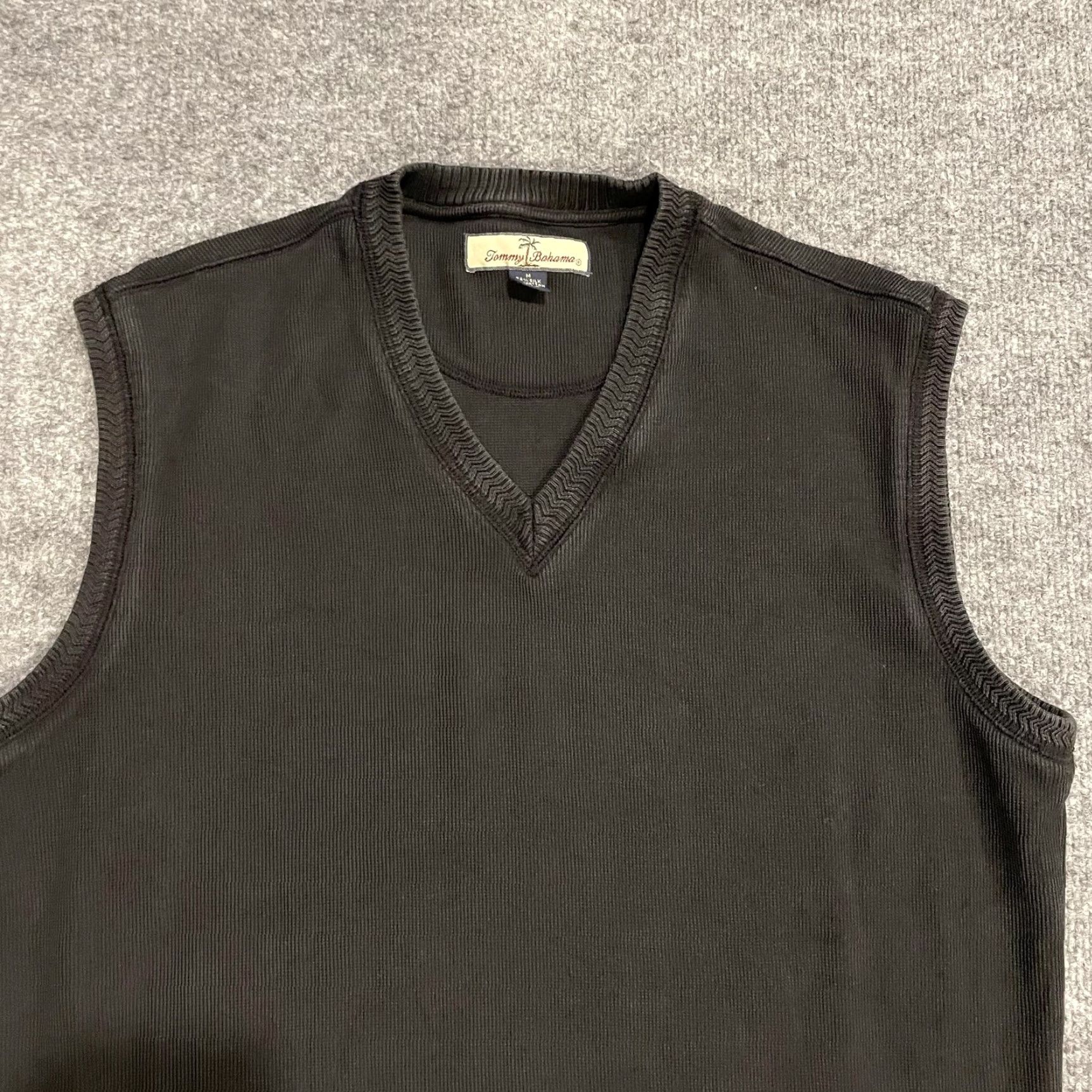 Tommy Bahama Tommy Bahama Silk Blend Sweater Vest Mens M Black Rib Knit V Neck Golf Pullover Size US M / EU 48-50 / 2 - 4 Thumbnail