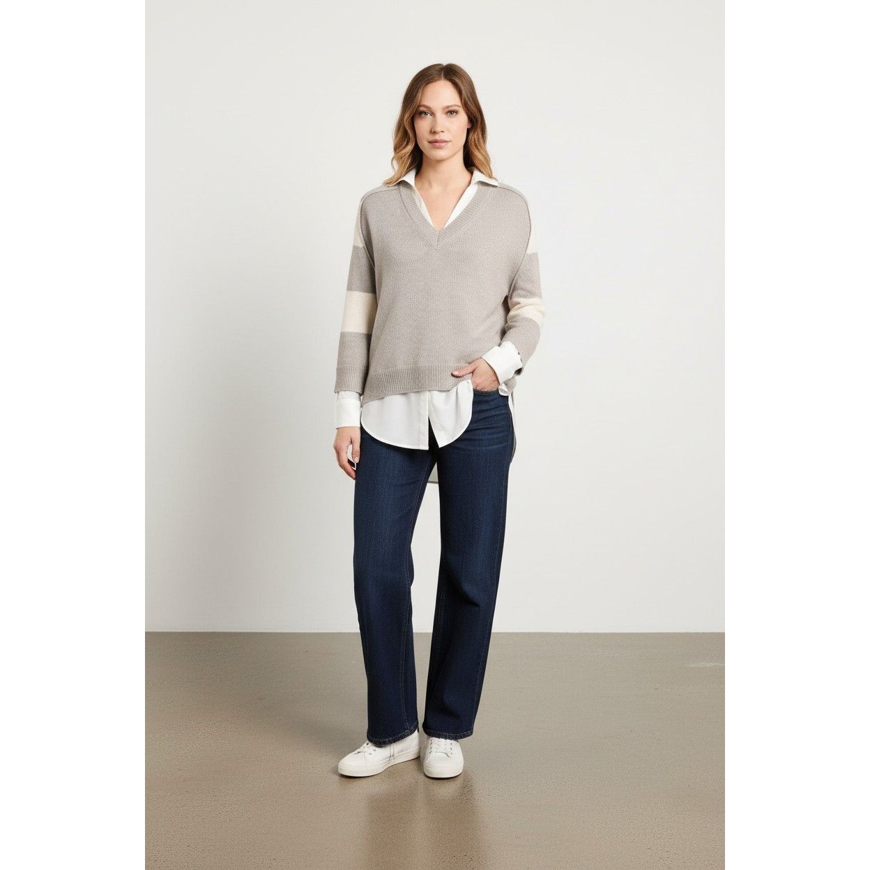 Brochu Walker Brochu Walker Striped V Neck Layered Pullover Sweater. Size Size XS / US 0-2 / IT 36-38 - 3 Thumbnail
