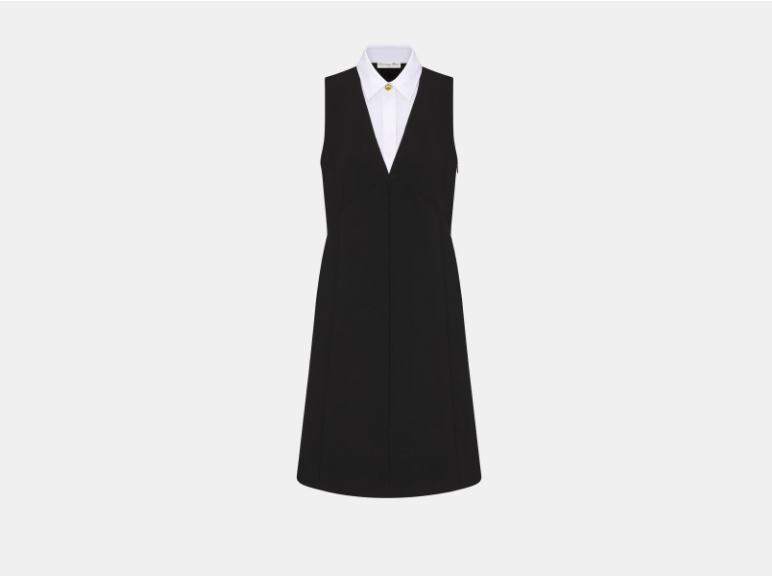 Dior o1w1db11225 451D05 Dress with Spread Collar in Black/White Size M / US 6-8 / IT 42-44 - 1 Thumbnail
