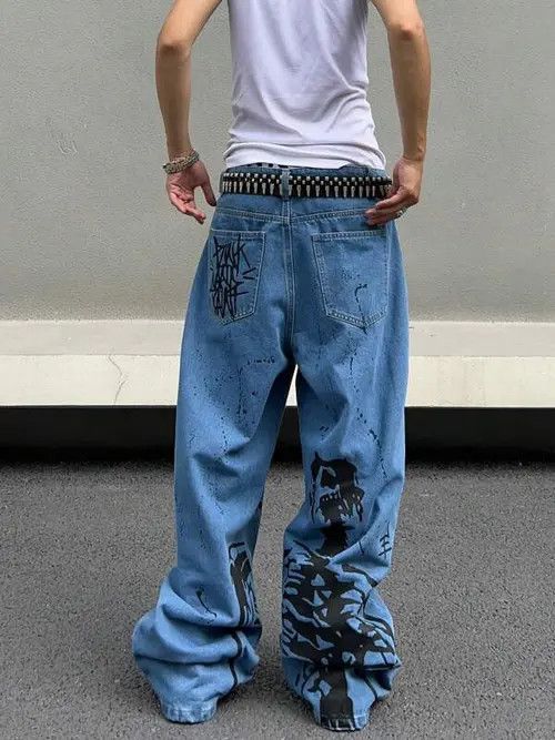 Japanese Brand × Vintage Graphic Wide Leg Jeans Drip Size US 32 / EU 48 - 2 Thumbnail