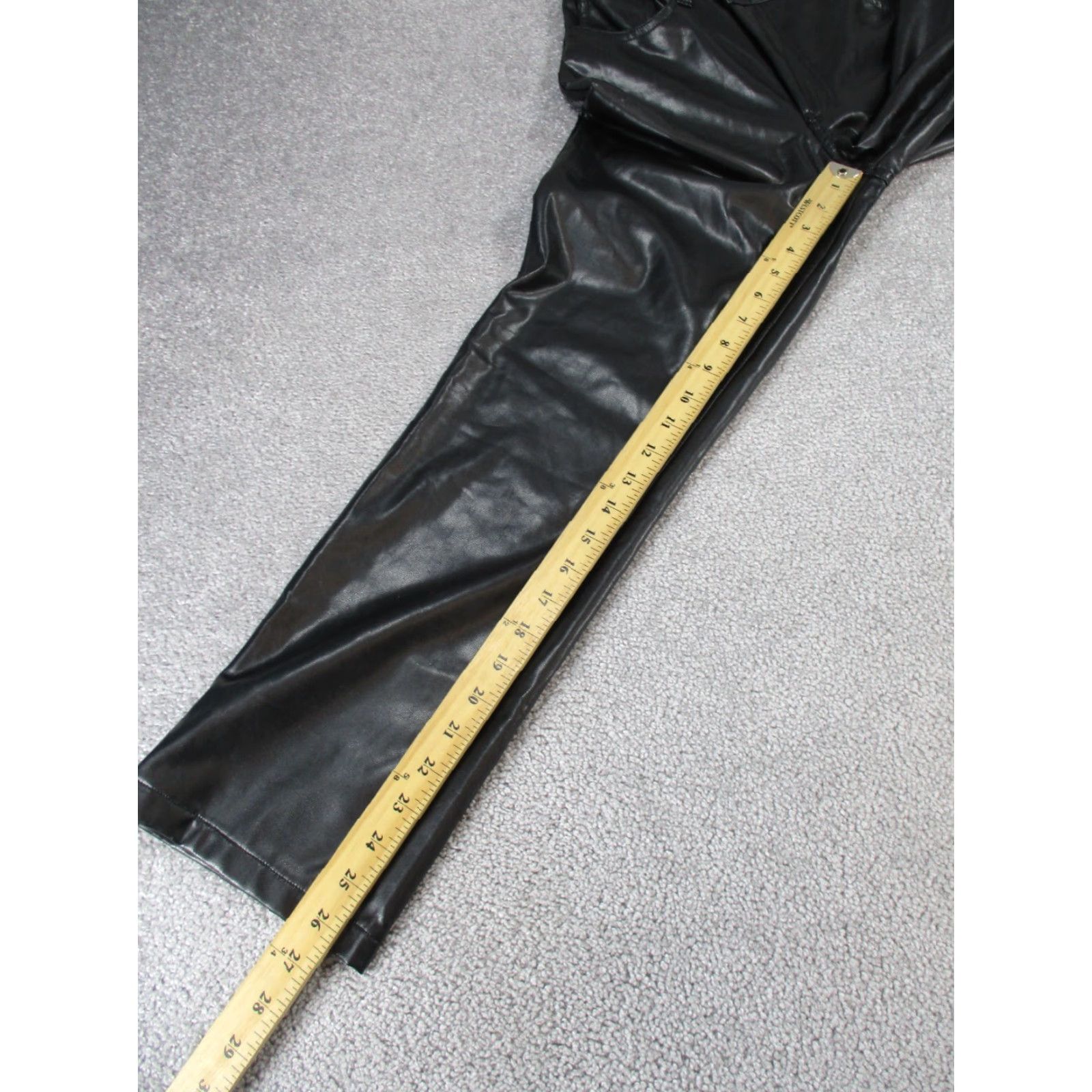Abercrombie & Fitch VINTAGE Abercrombie & Fitch Women's Pants Petite 0 Black Faux Leather Straight 90s Dress Women Size 25" / US 0 / IT 36 - 4 Thumbnail